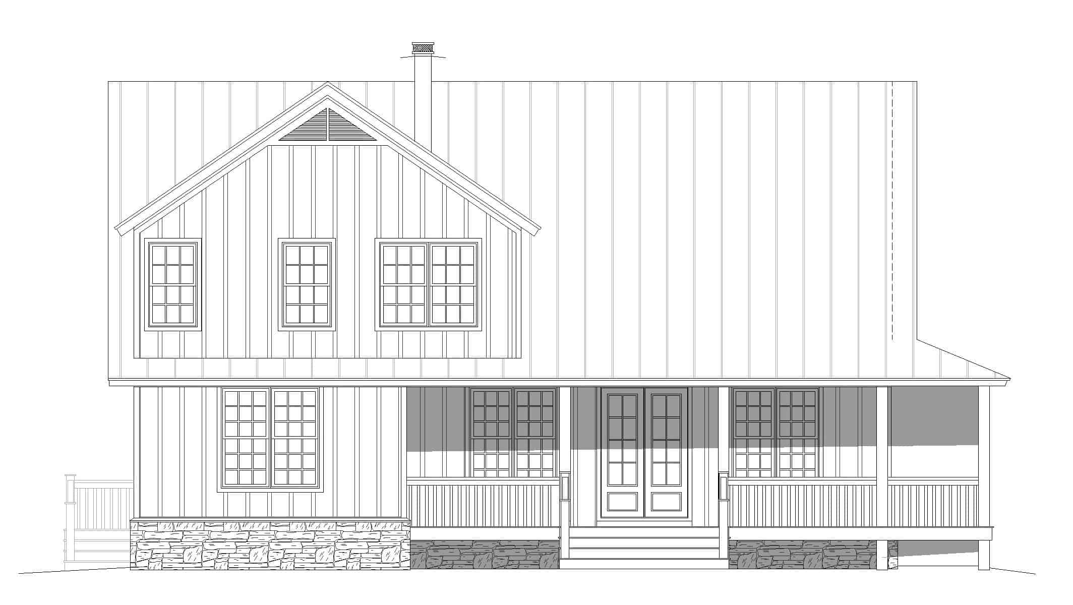 Home Plan Rear Elevation of this 3-Bedroom,2300 Sq Ft Plan -196-1256