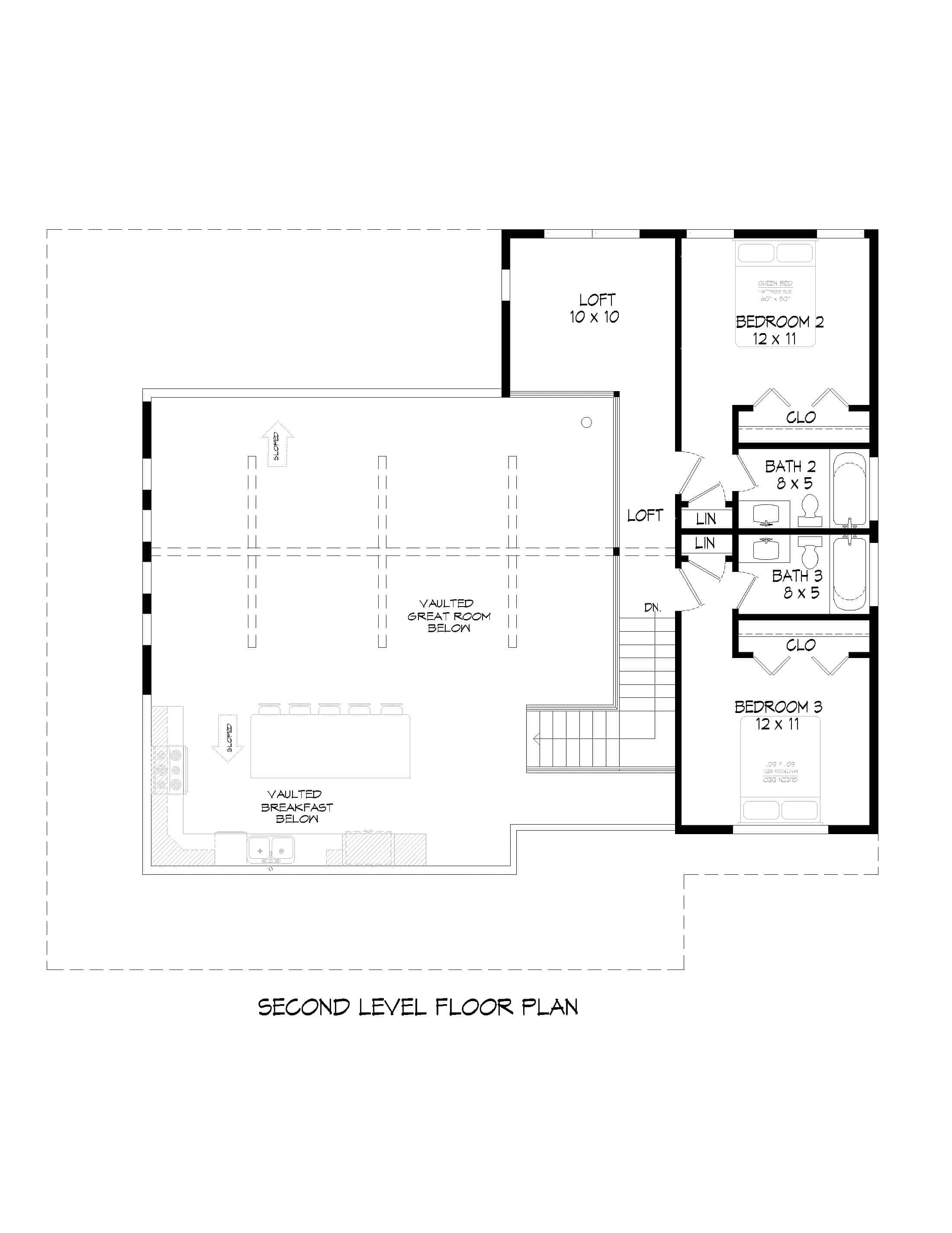 Upper Level of Farmhouse Plan #196-1256