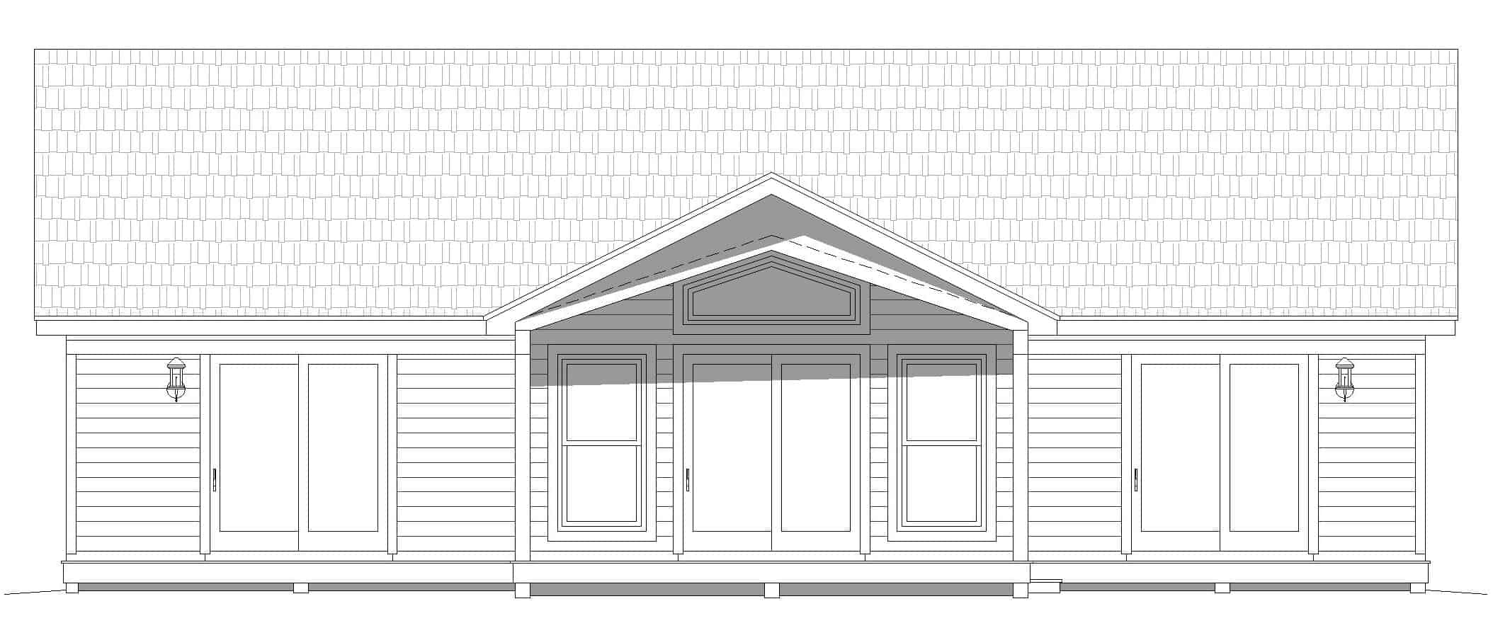 Home Plan Rear Elevation of this 2-Bedroom,1668 Sq Ft Plan -196-1258