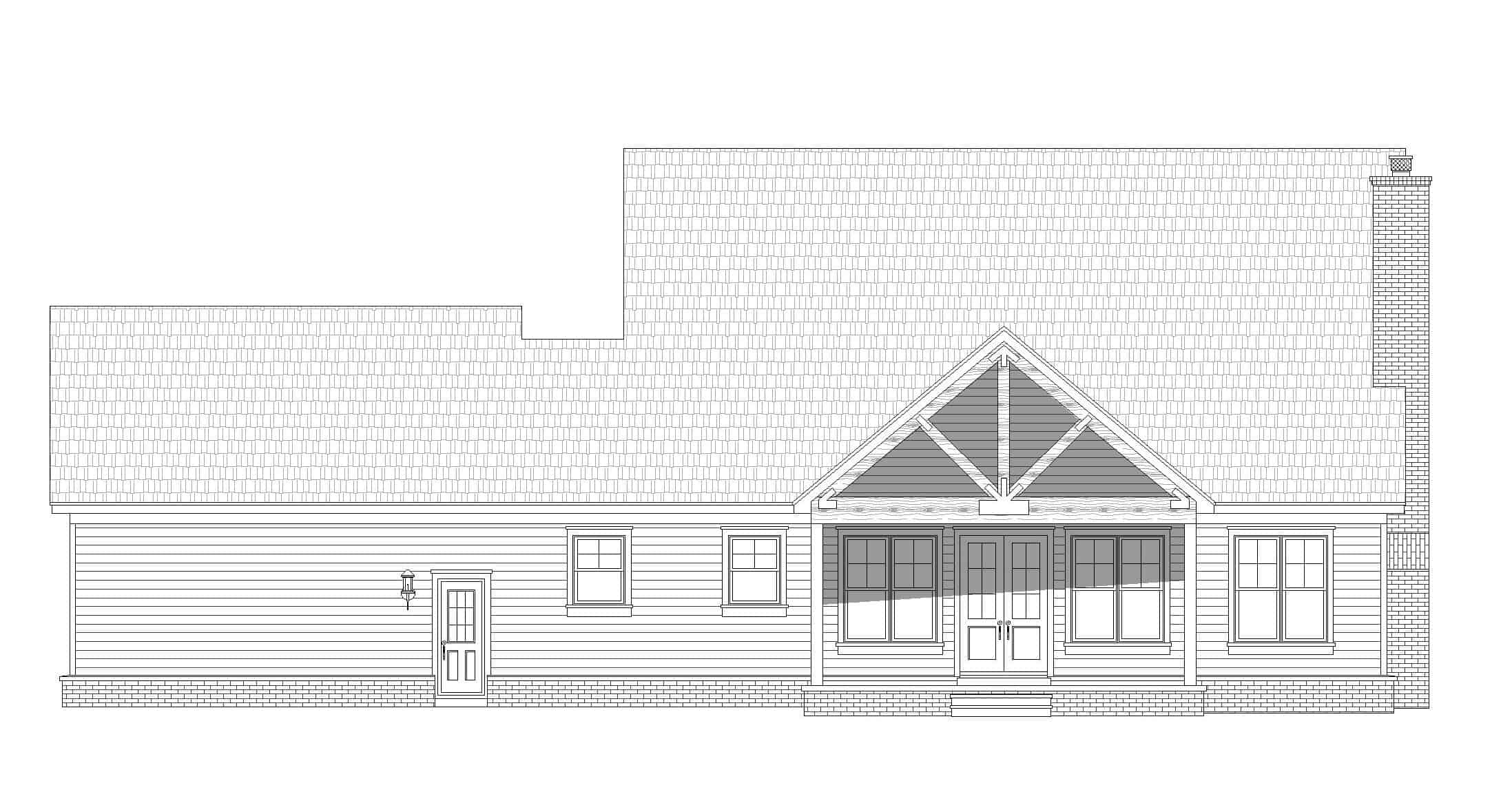 Home Plan Rear Elevation of this 4-Bedroom,2400 Sq Ft Plan -196-1266