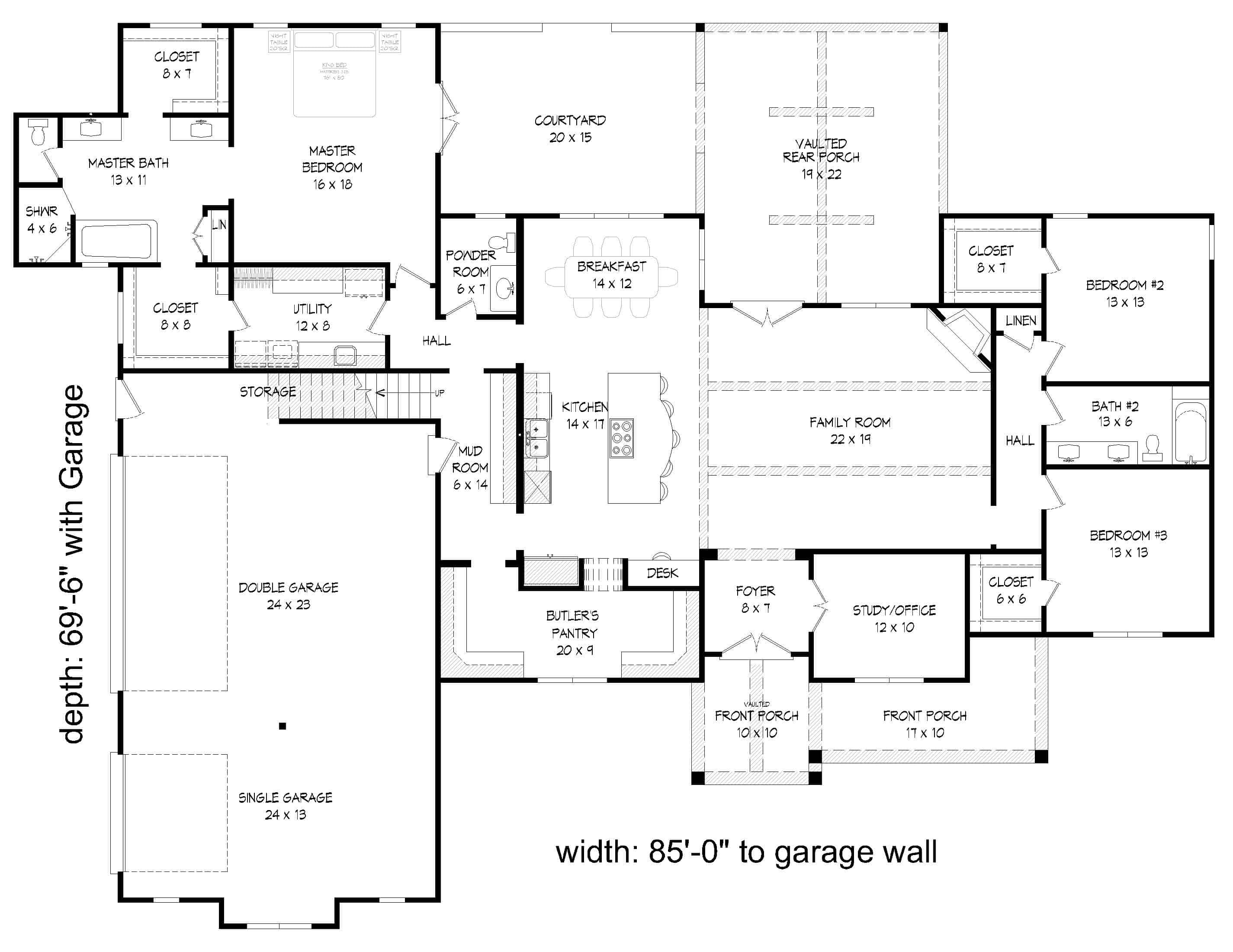 Main Level of Ranch Plan #196-1269