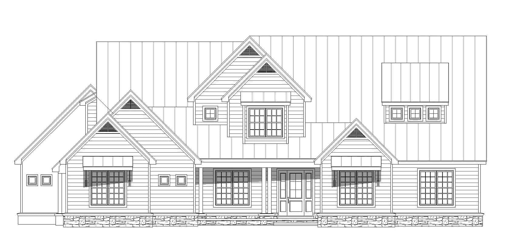 Home Plan Front Elevation of this 6-Bedroom,5400 Sq Ft Plan -196-1272