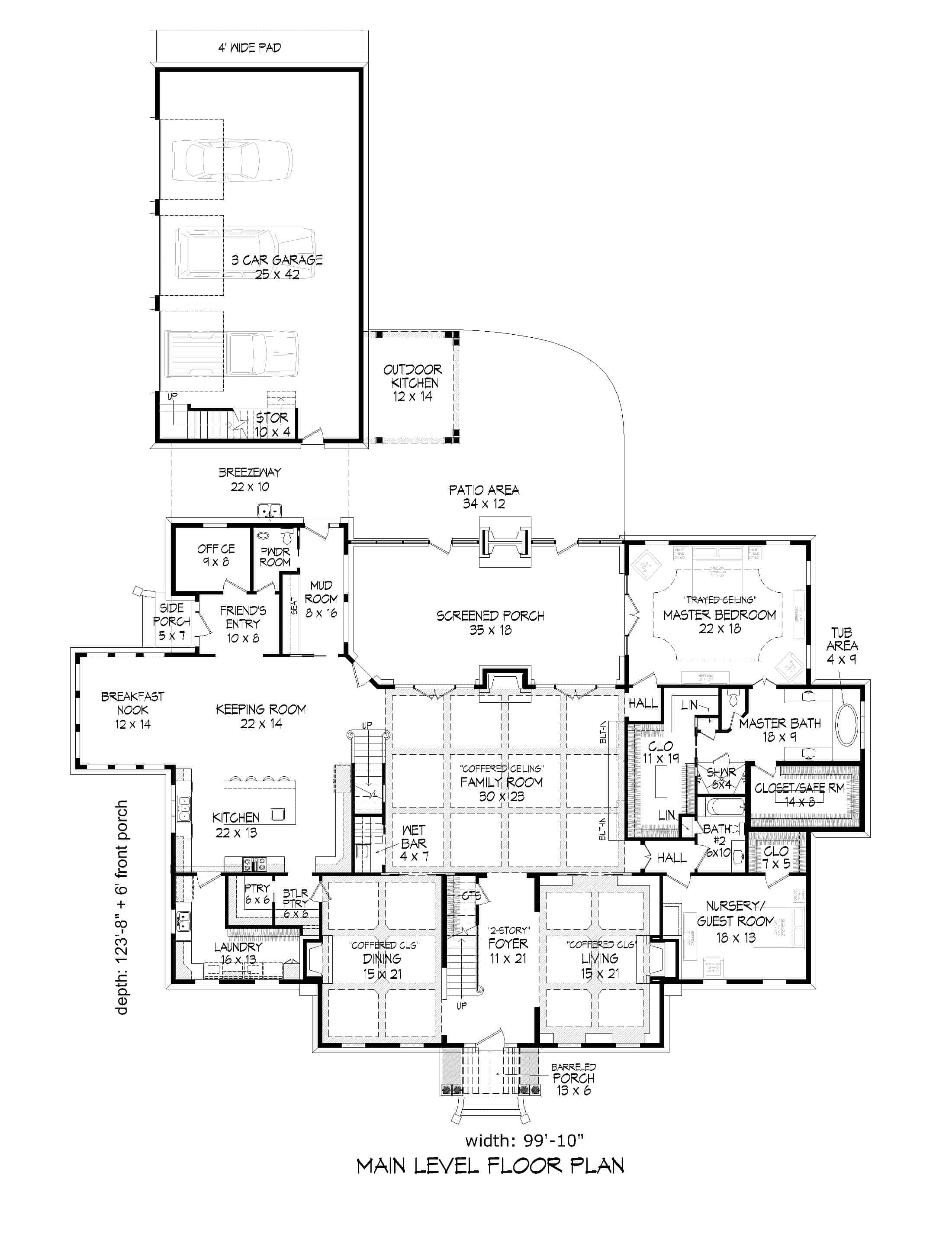 Main Level of Mediterranean Plan #196-1273