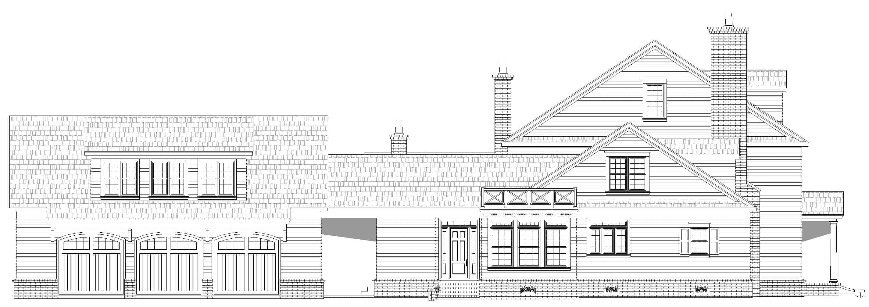Home Plan Left Elevation of this 5-Bedroom,7200 Sq Ft Plan -196-1273