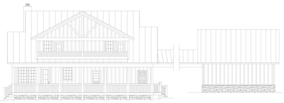 Home Plan Rear Elevation of this 3-Bedroom,1972 Sq Ft Plan -196-1277