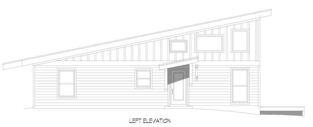 Home Plan Left Elevation of this 2-Bedroom,1412 Sq Ft Plan -196-1280