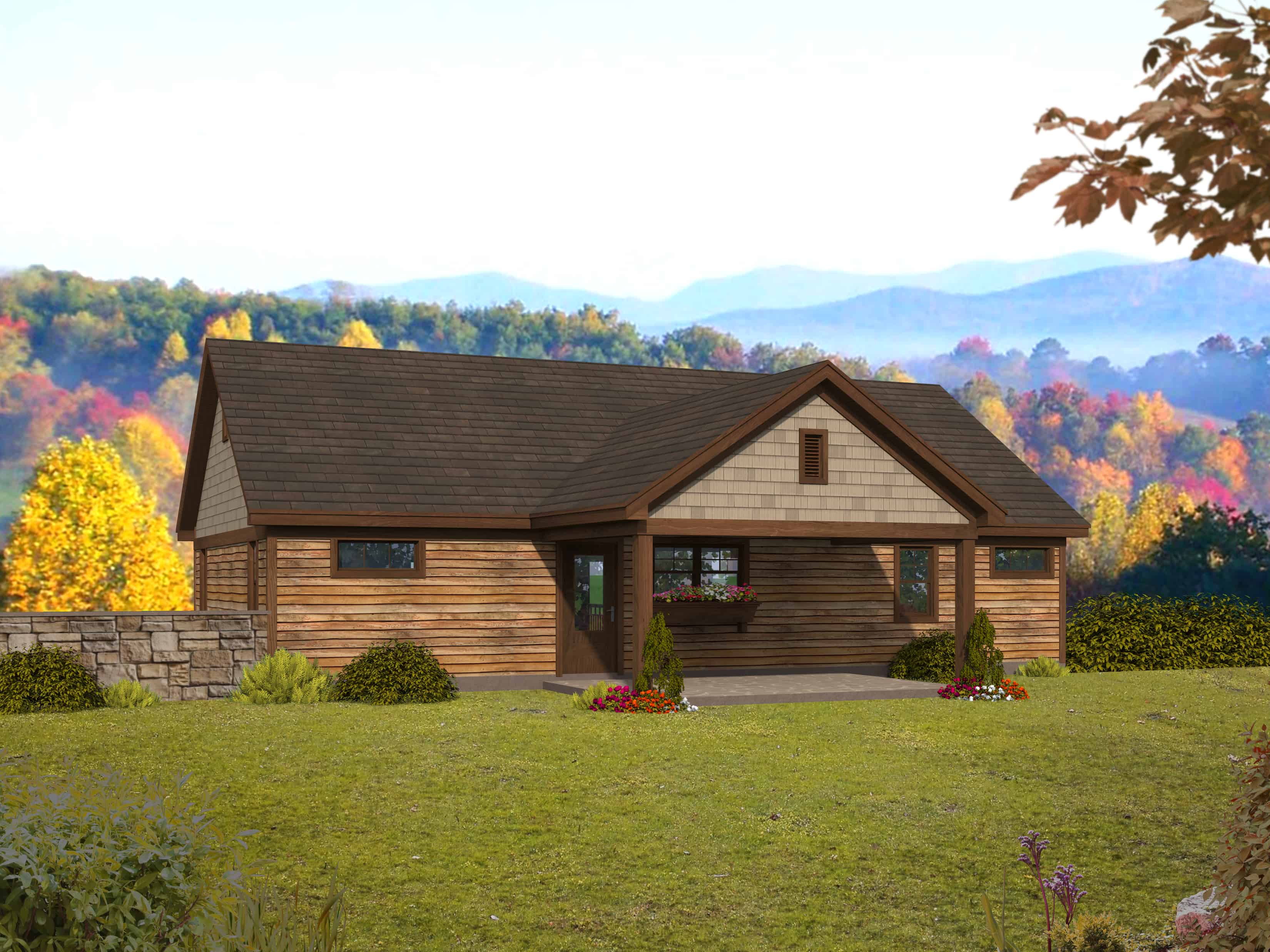 Rear View of this 3-Bedroom, 1911 Sq Ft Plan - 196-1282