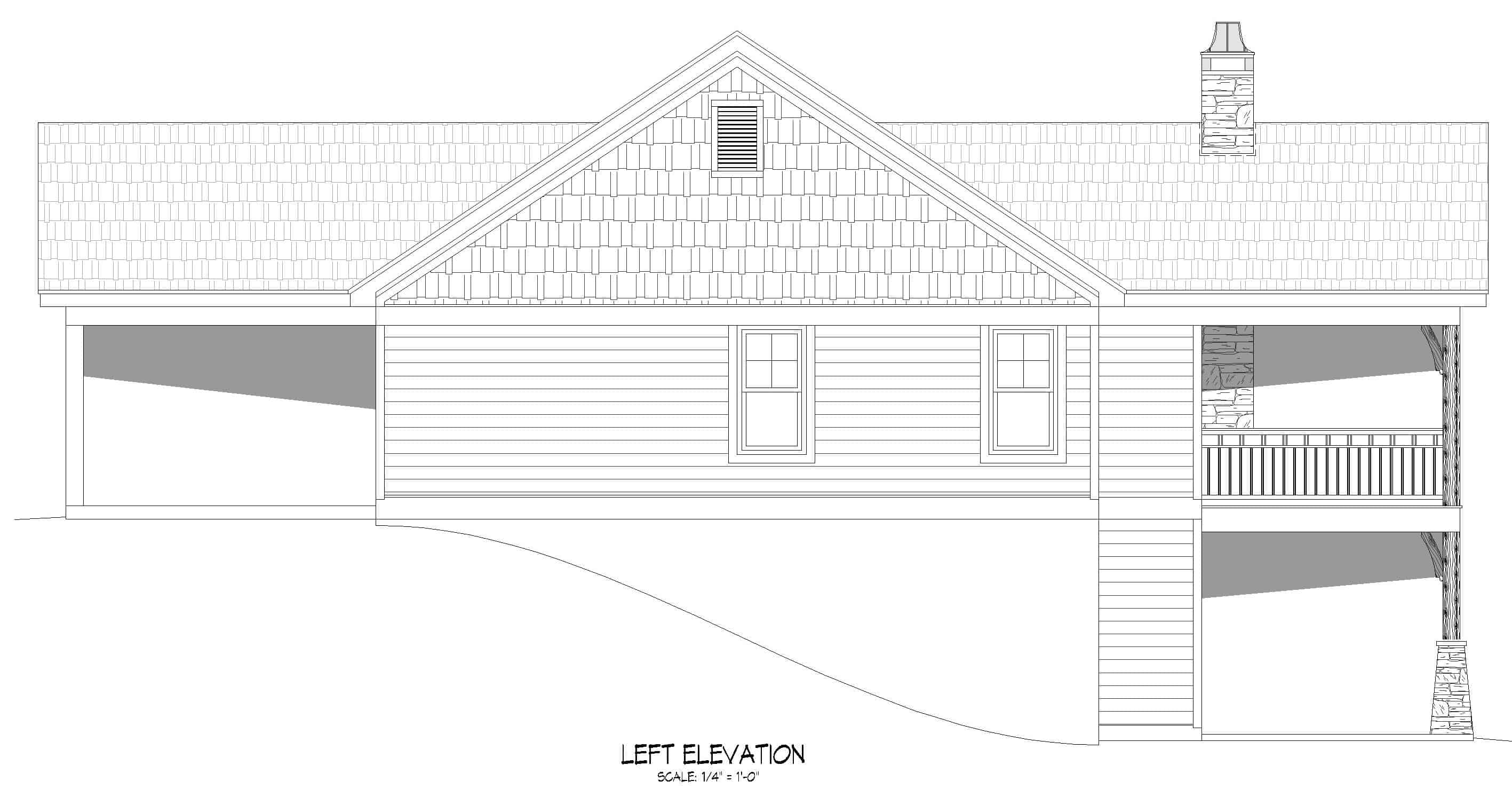 Home Plan Left Elevation of this 3-Bedroom,1911 Sq Ft Plan -196-1282