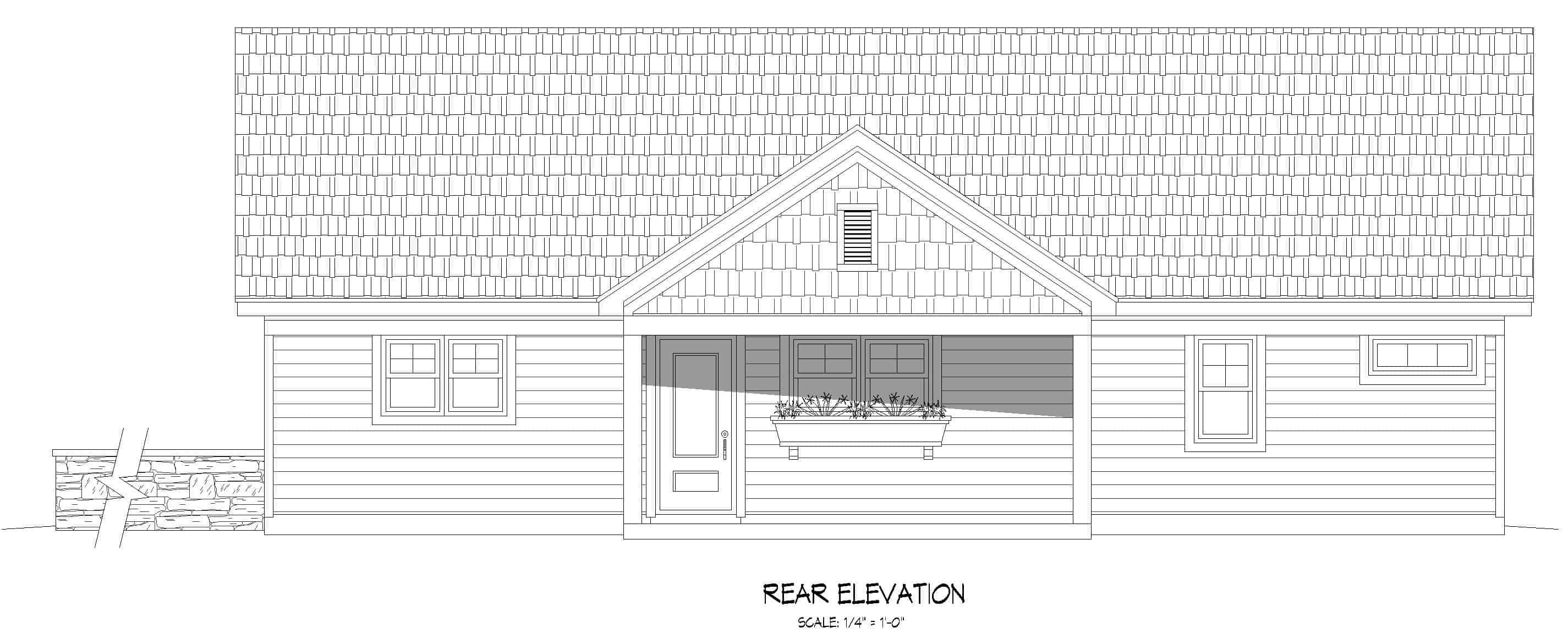 Home Plan Rear Elevation of this 3-Bedroom,1911 Sq Ft Plan -196-1282
