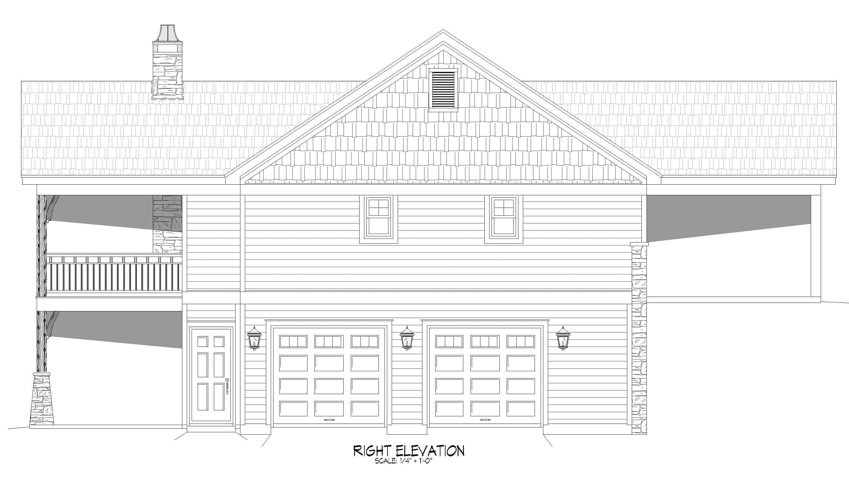 Home Plan Right Elevation of this 3-Bedroom,1911 Sq Ft Plan -196-1282