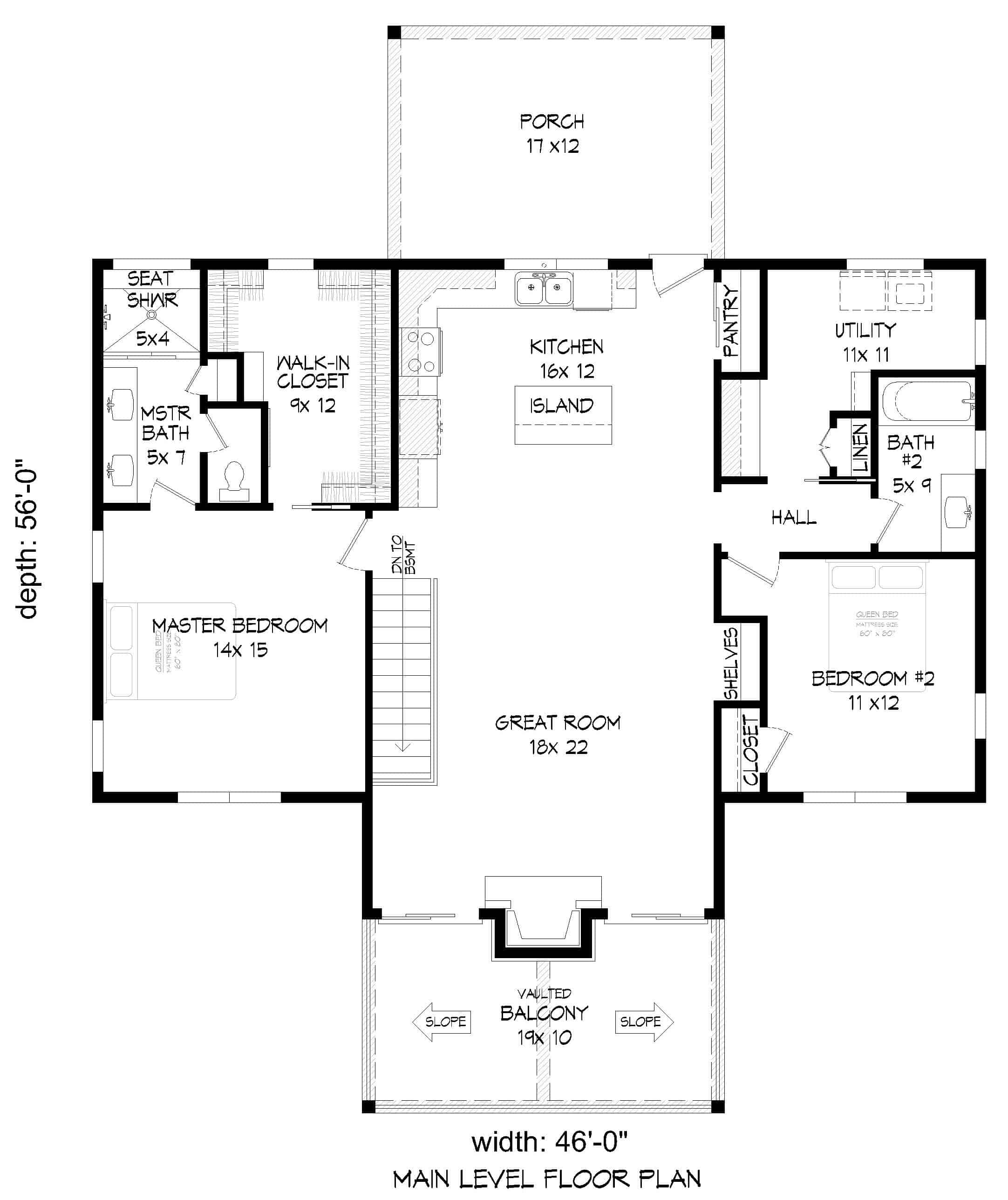 Main Level of Ranch Plan #196-1282