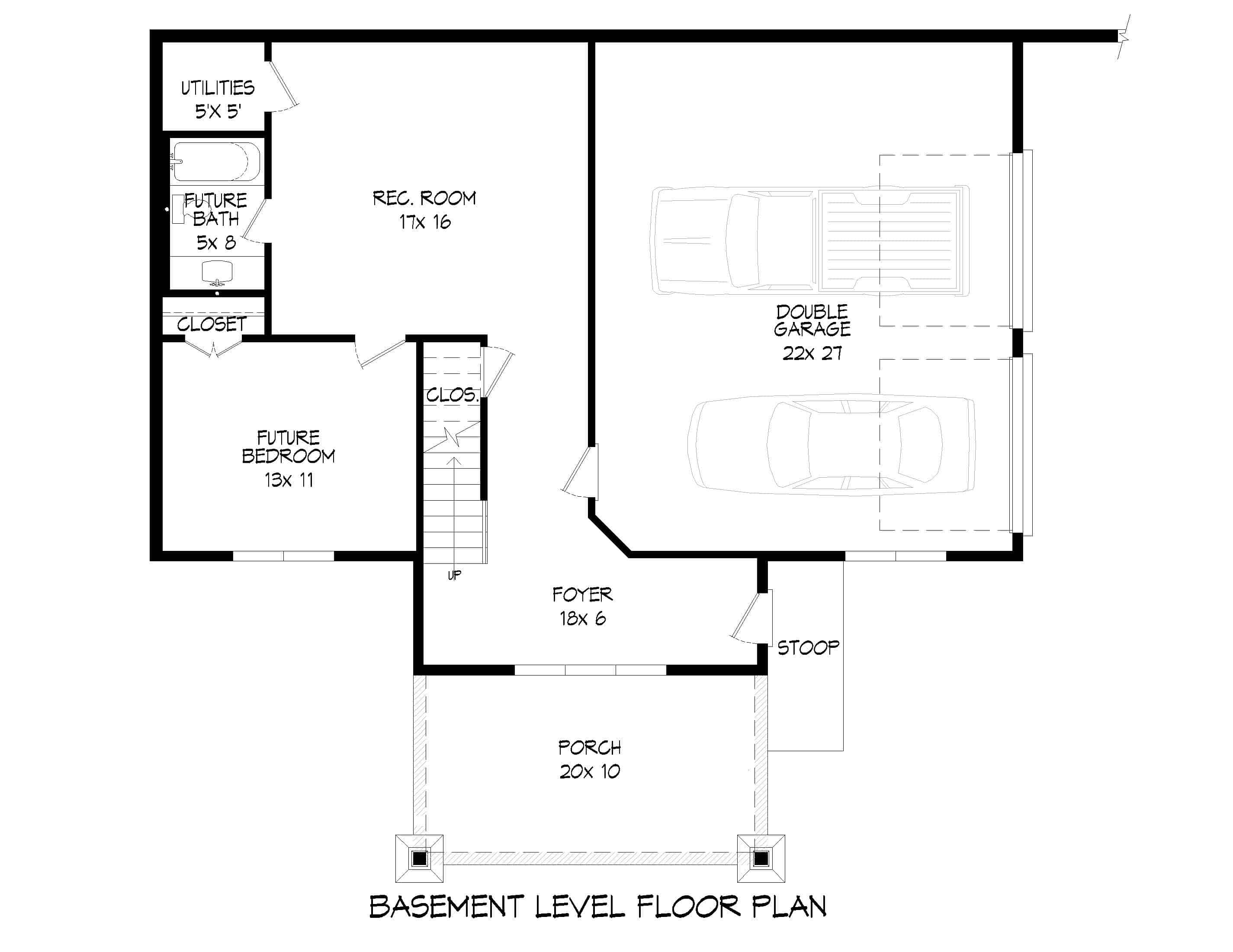Basement of Ranch Plan #196-1282