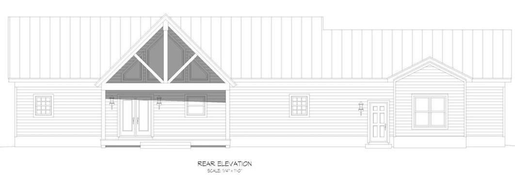 Home Plan Rear Elevation of this 22-Bedroom,1763 Sq Ft Plan -196-1285