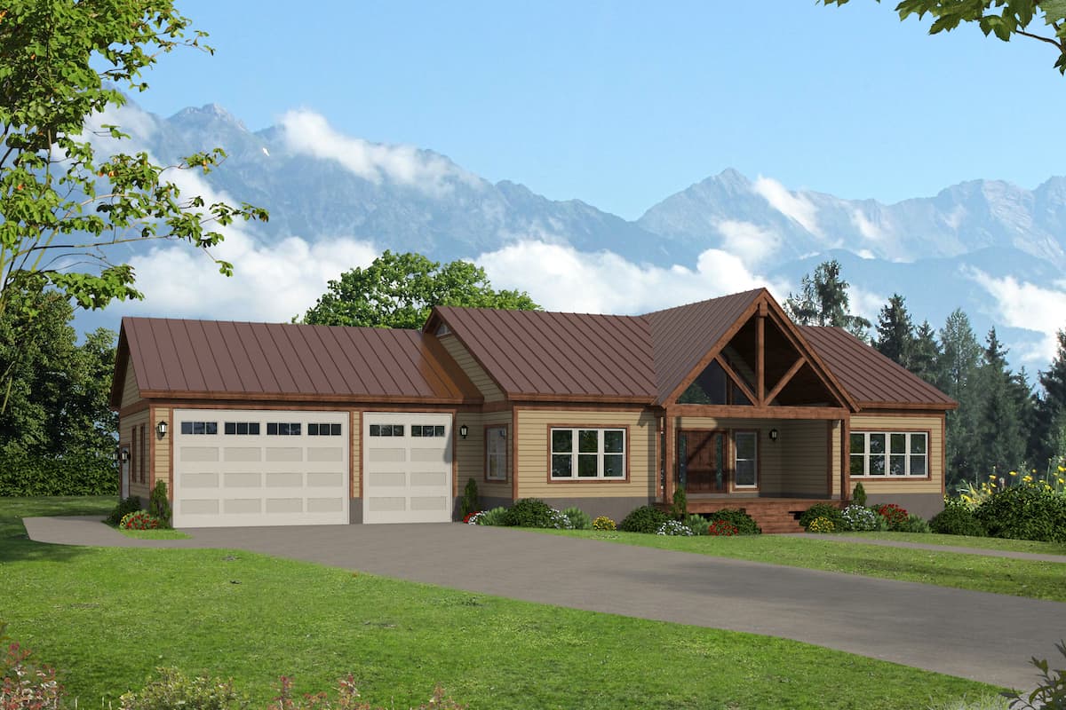 Ranch style house design (ThePlanCollection: Plan #196-1285)