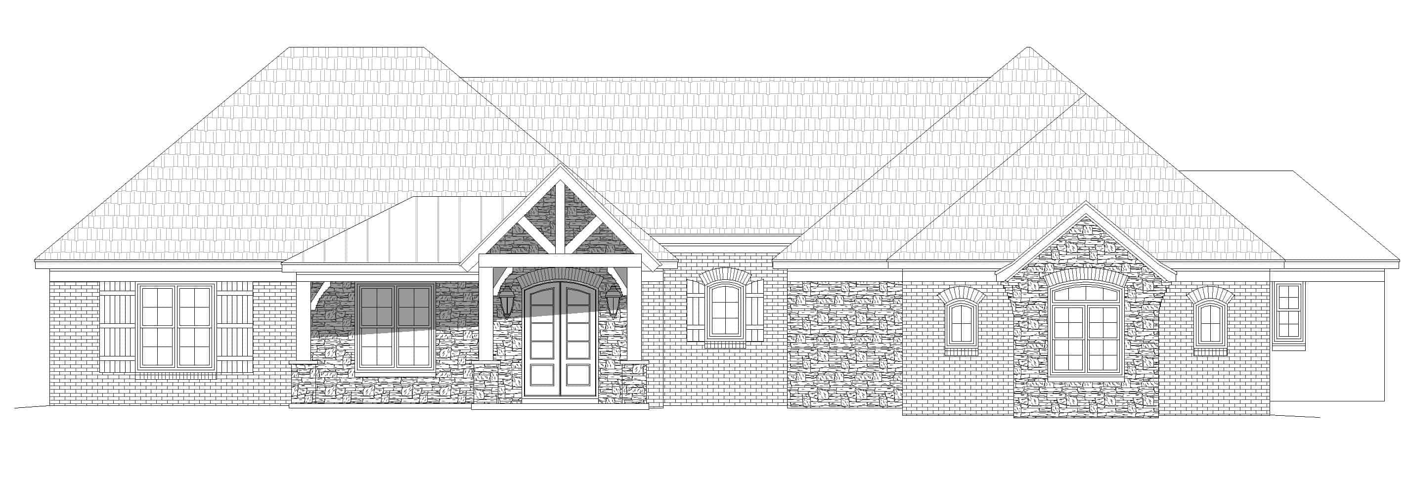 Home Plan Front Elevation of this 3-Bedroom,2709 Sq Ft Plan -196-1288