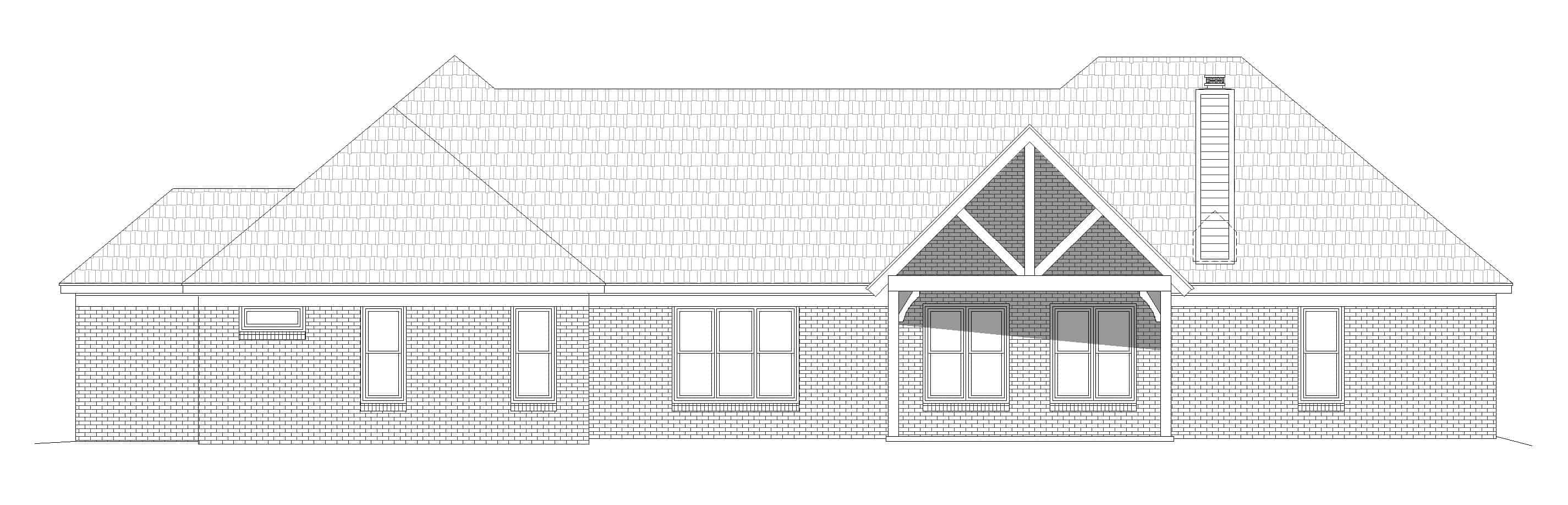 Home Plan Rear Elevation of this 3-Bedroom,2709 Sq Ft Plan -196-1288