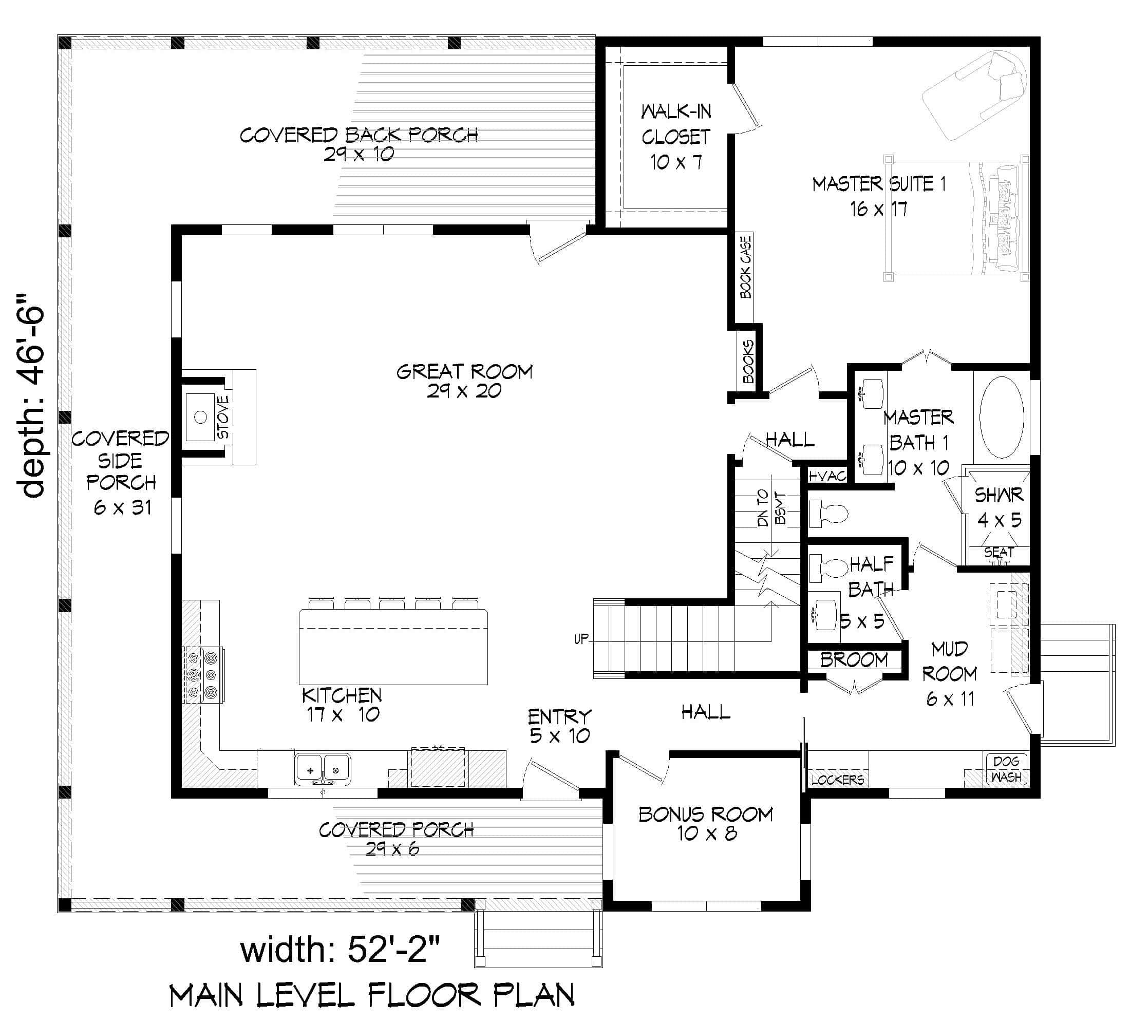 Main Level of Modern Farmhouse Plan #196-1846