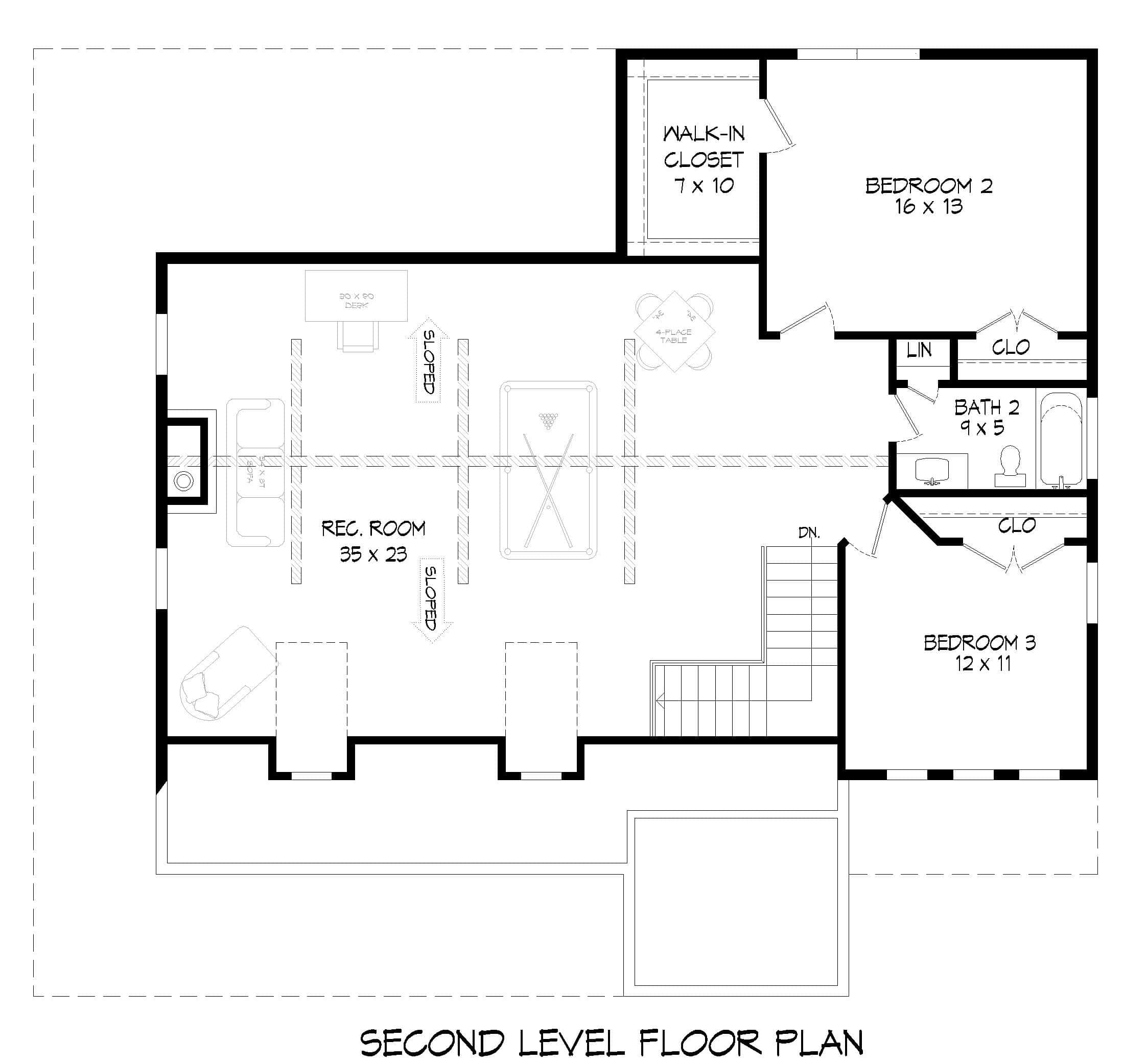 Upper Level of Modern Farmhouse Plan #196-1846