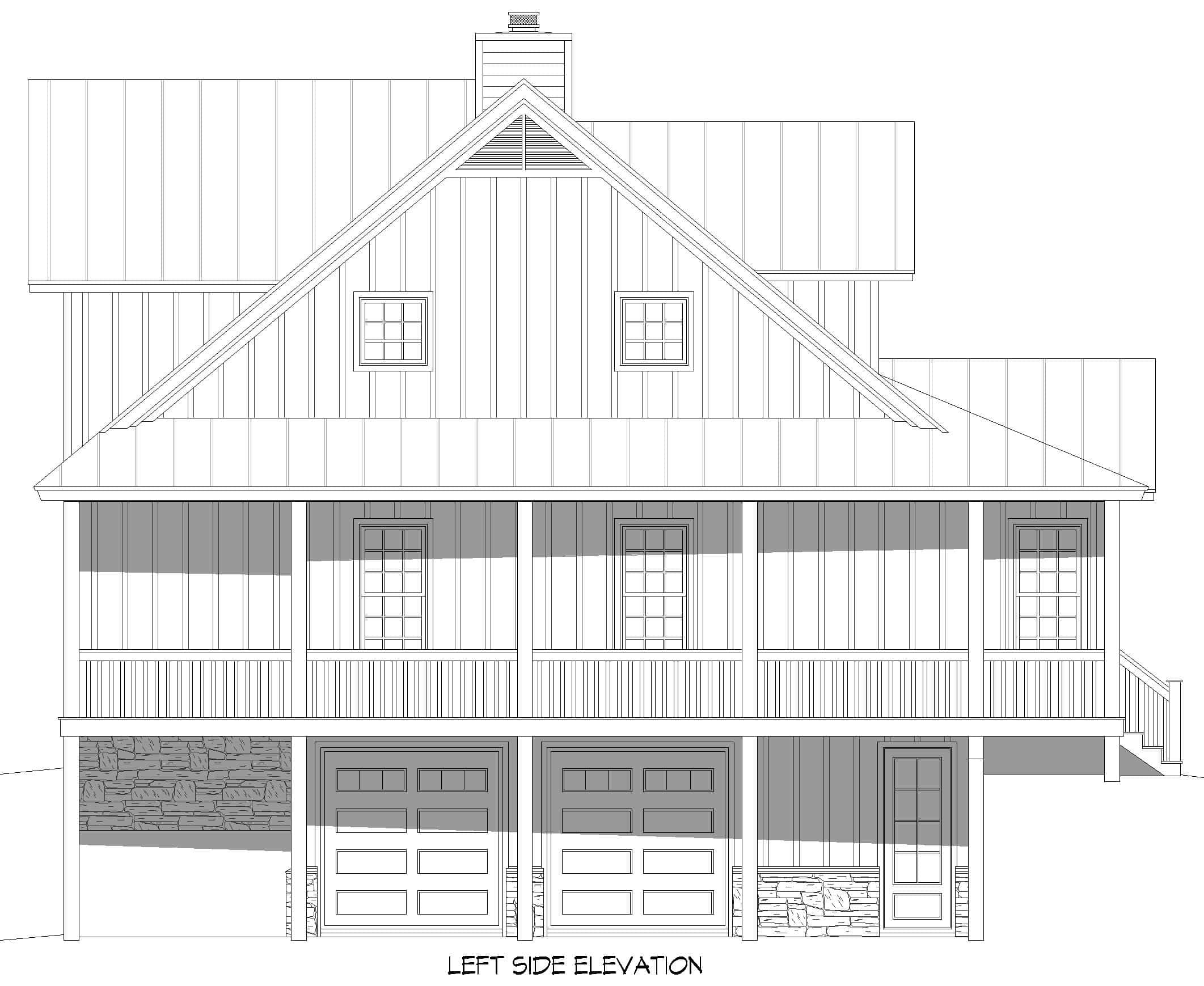 Home Plan Left Elevation of this 3-Bedroom,3098 Sq Ft Plan -196-1846