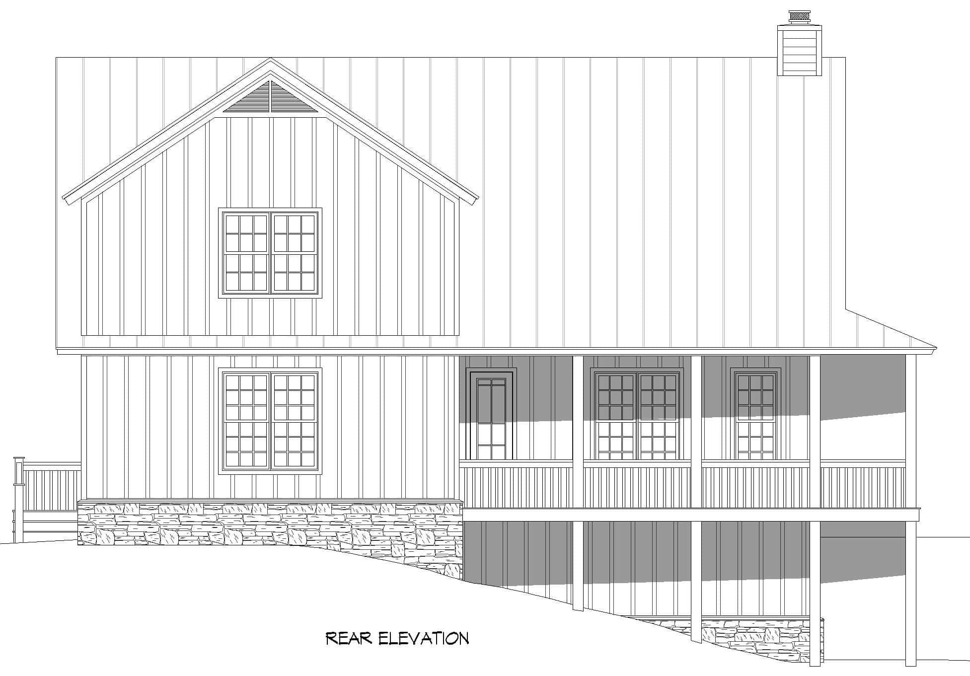Home Plan Rear Elevation of this 3-Bedroom,3098 Sq Ft Plan -196-1846