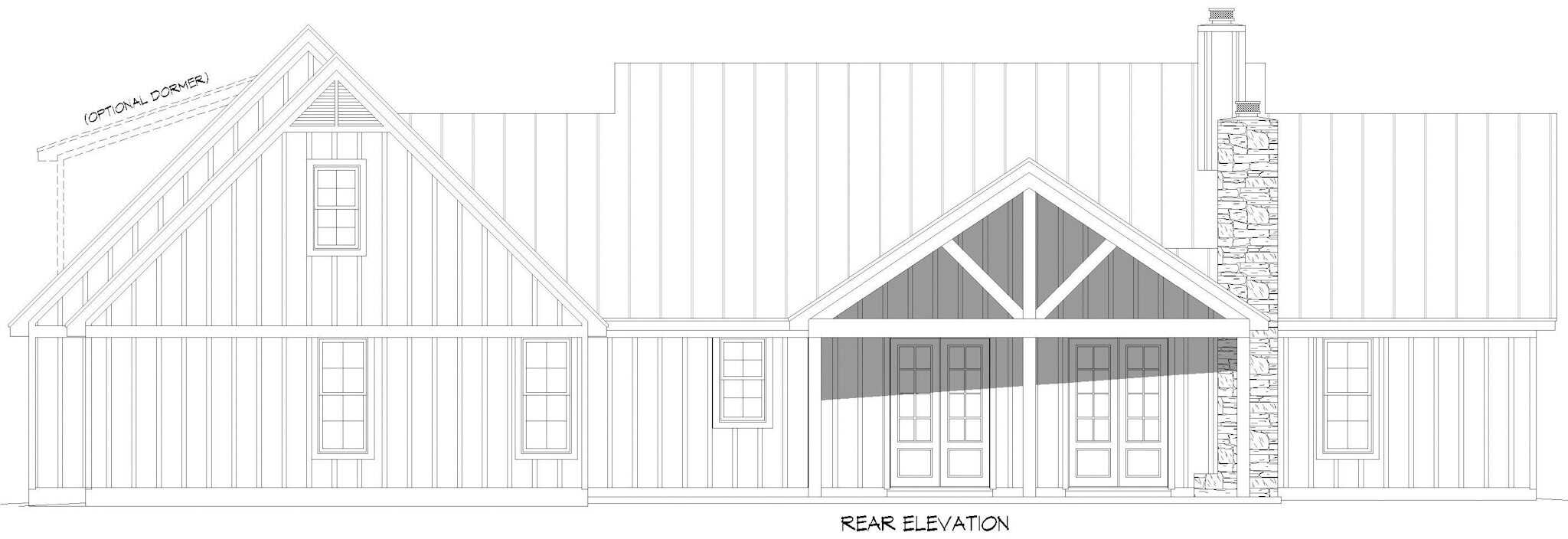 Home Plan Rear Elevation of this 3-Bedroom,2496 Sq Ft Plan -196-1847