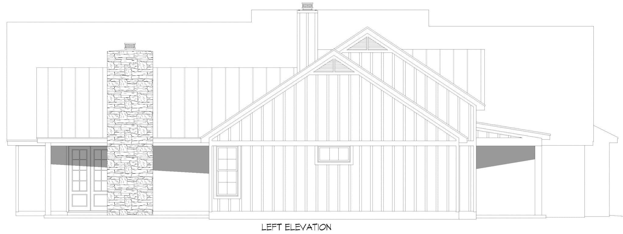 Home Plan Left Elevation of this 3-Bedroom,2496 Sq Ft Plan -196-1847