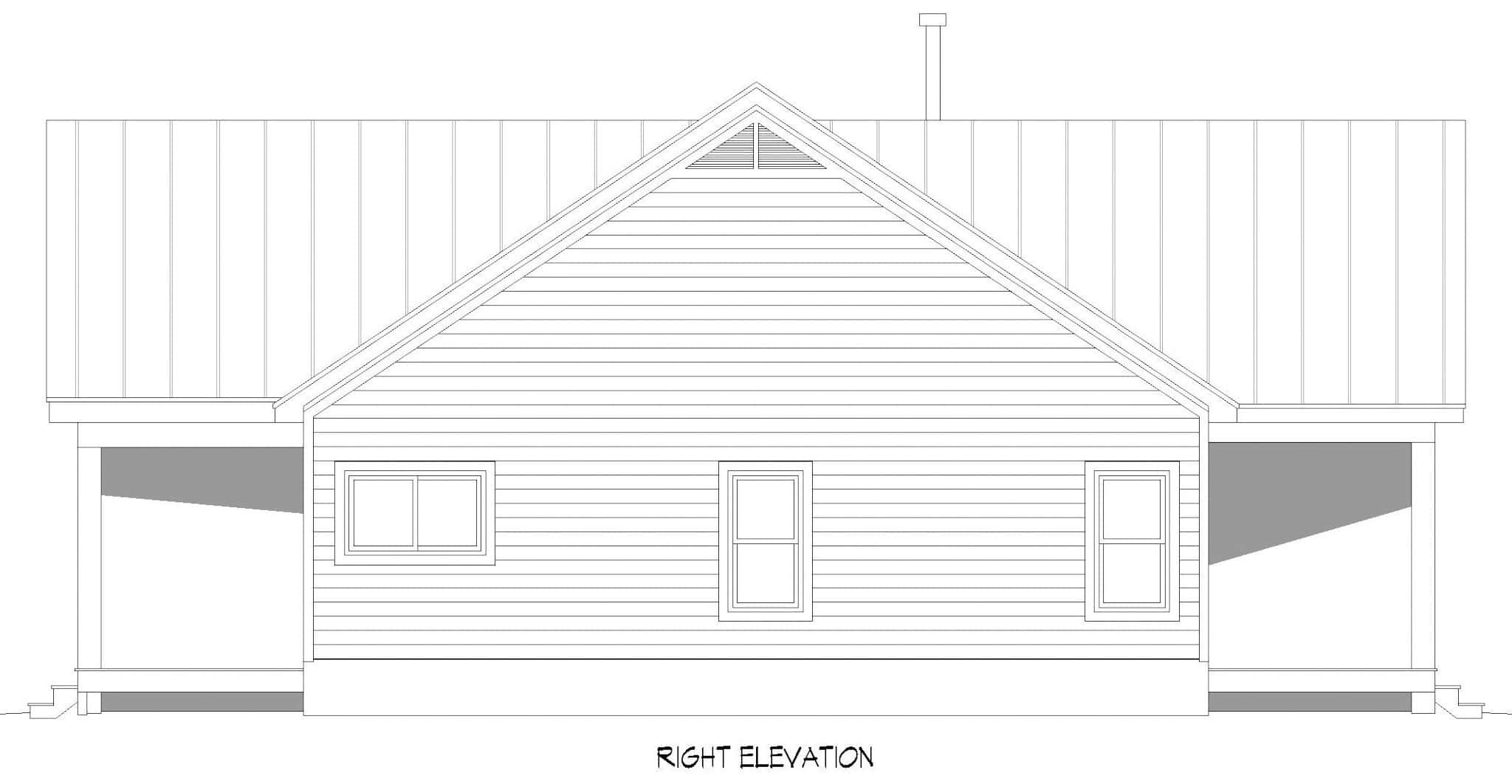 Home Plan Right Elevation of this 3-Bedroom,1600 Sq Ft Plan -196-1848