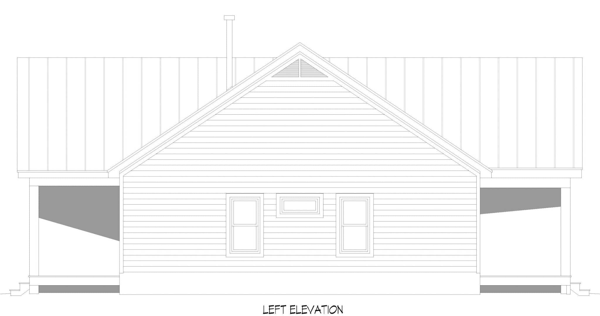 Home Plan Left Elevation of this 3-Bedroom,1600 Sq Ft Plan -196-1848