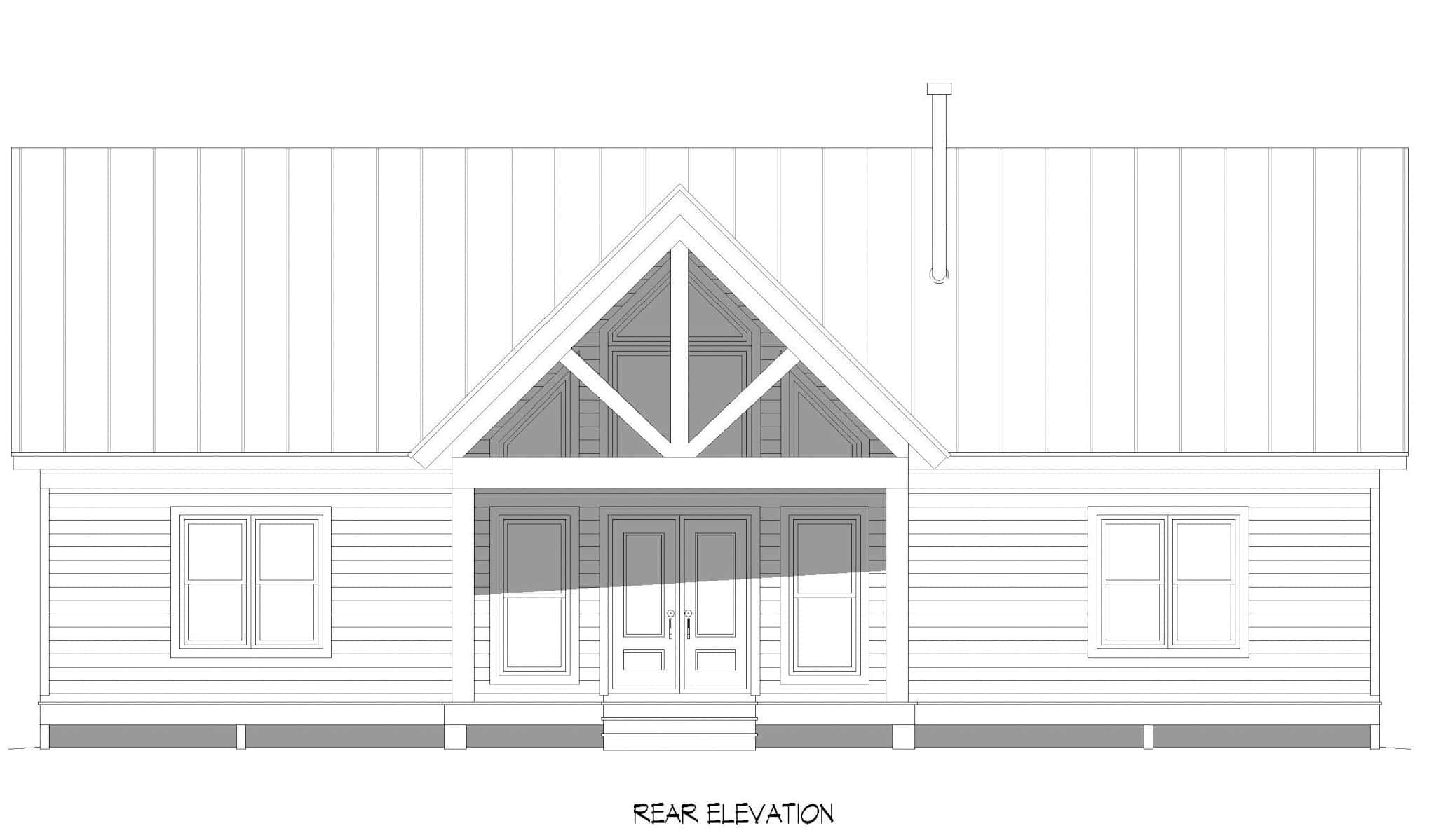 Home Plan Rear Elevation of this 3-Bedroom,1600 Sq Ft Plan -196-1848