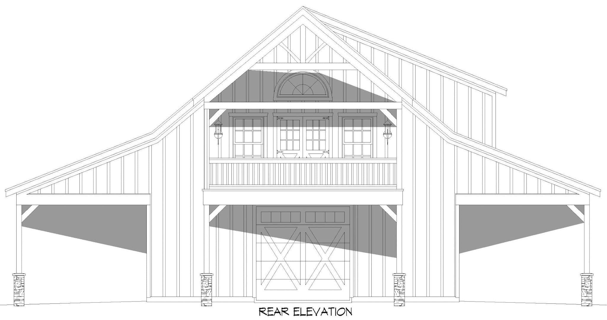 Home Plan Rear Elevation of this 3-Bedroom,1647 Sq Ft Plan -196-1849