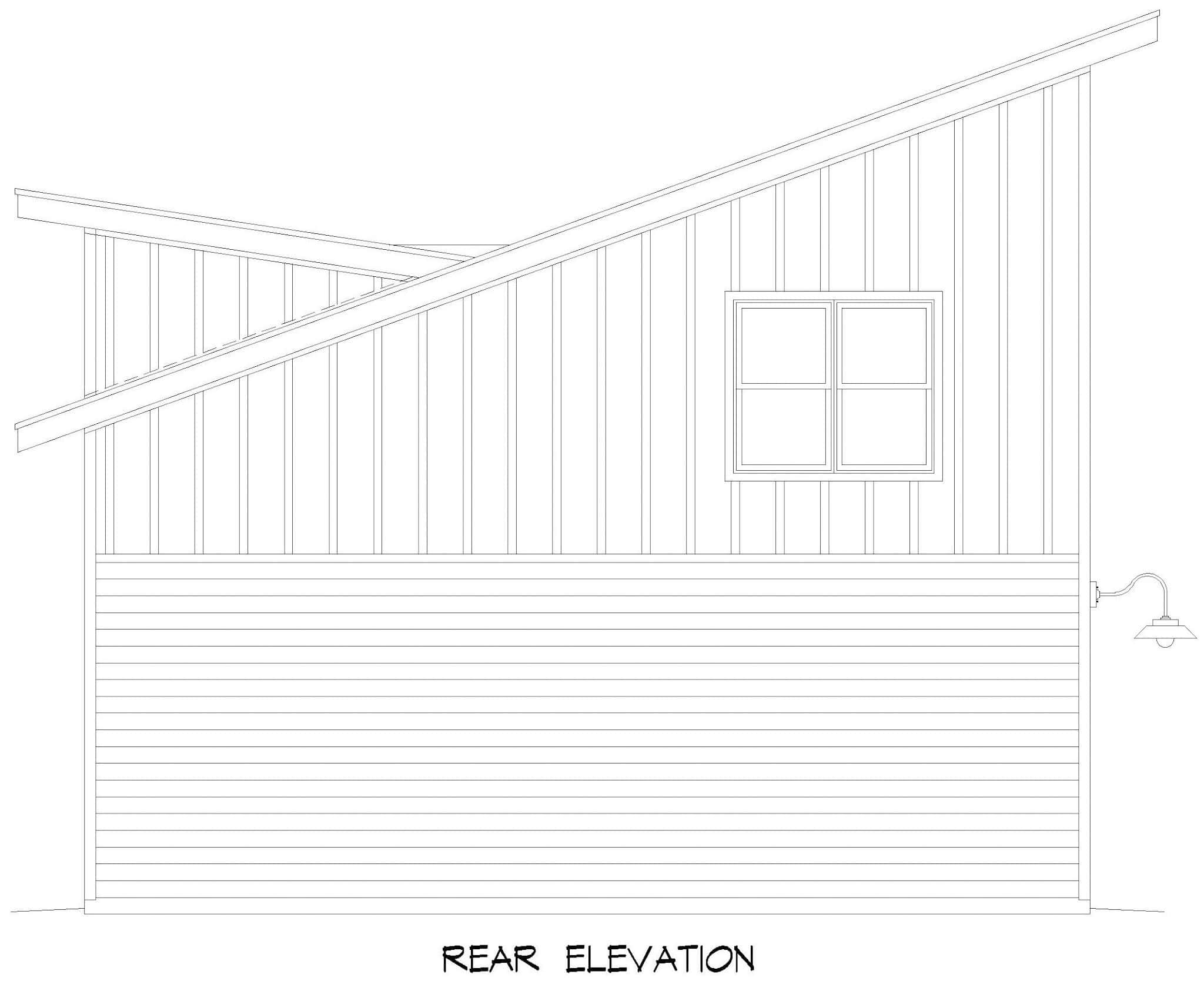 Home Plan Rear Elevation of this 1-Bedroom,1358 Sq Ft Plan -196-1850