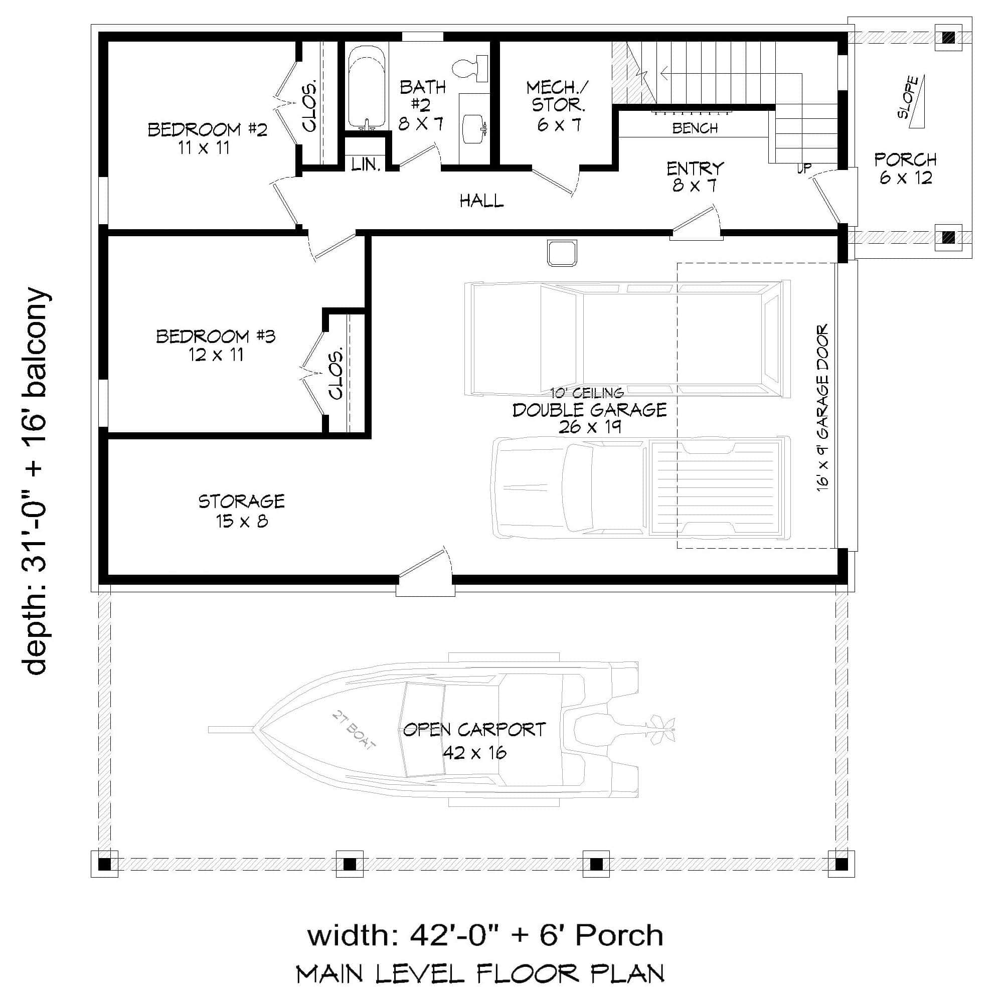 Main Level of Garage w/Apartments Plan #196-1852