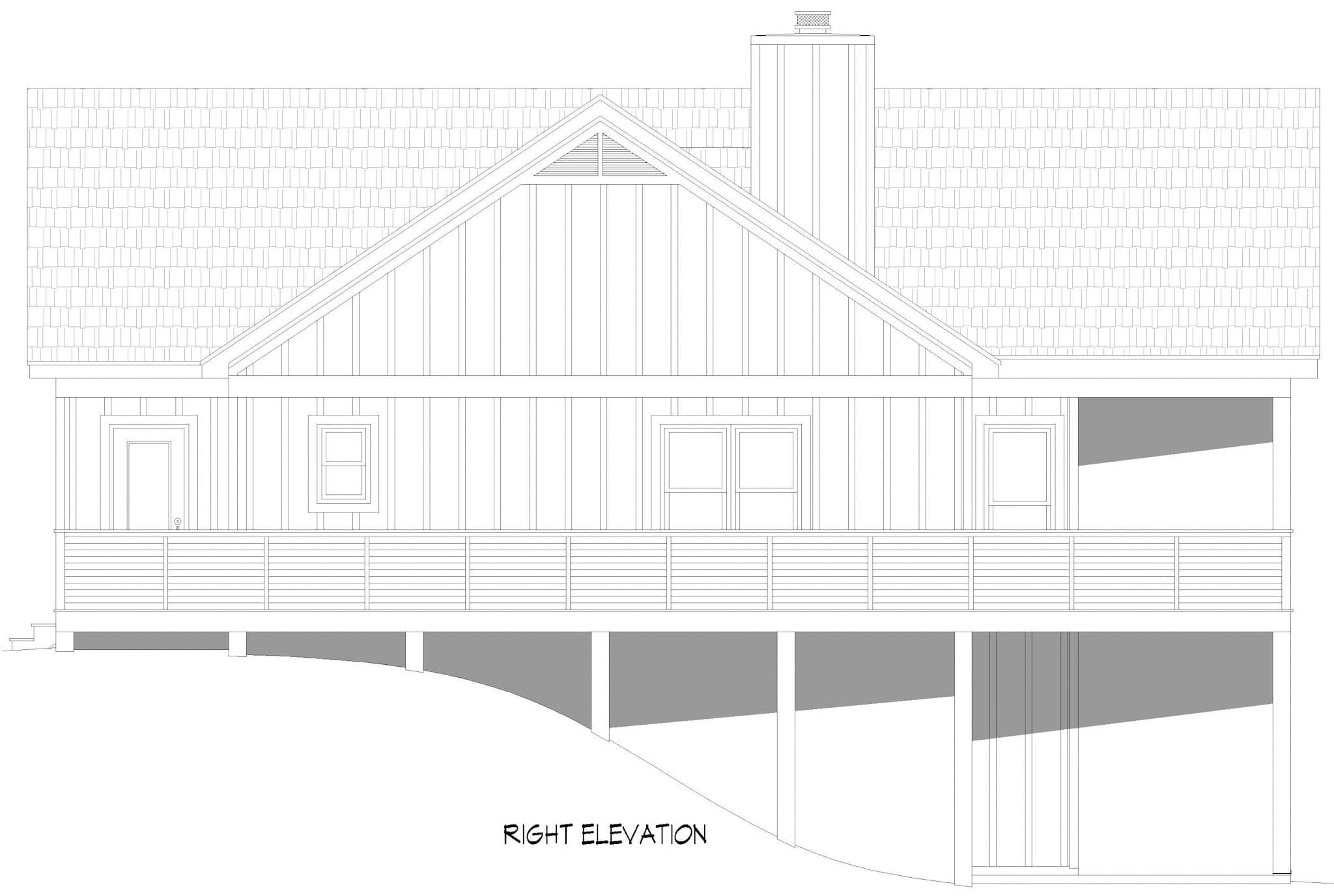 Home Plan Right Elevation of this 3-Bedroom,1521 Sq Ft Plan -196-1853