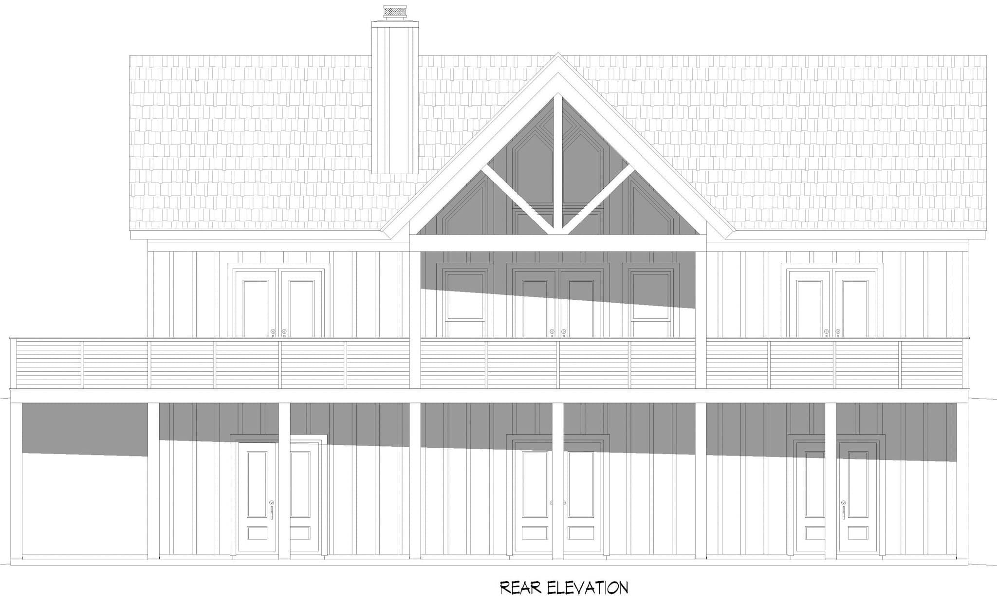 Home Plan Rear Elevation of this 3-Bedroom,1521 Sq Ft Plan -196-1853
