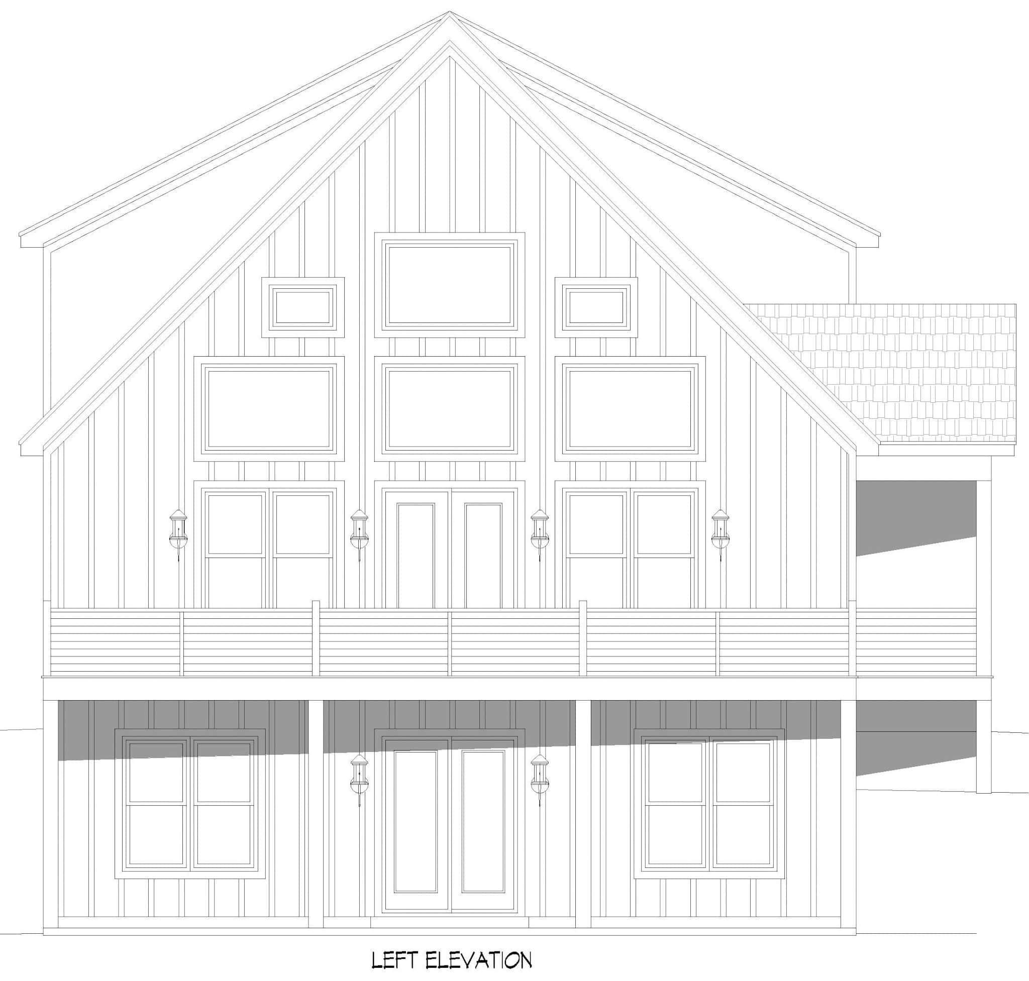 Home Plan Left Elevation of this 2-Bedroom,2231 Sq Ft Plan -196-1854