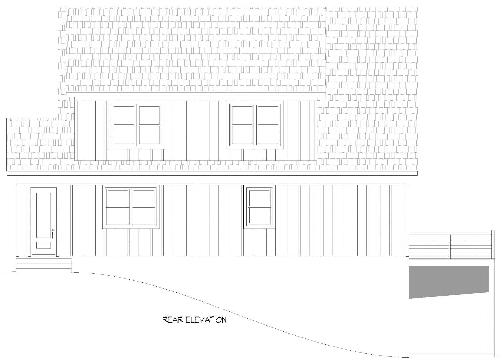 Home Plan Rear Elevation of this 2-Bedroom,2231 Sq Ft Plan -196-1854