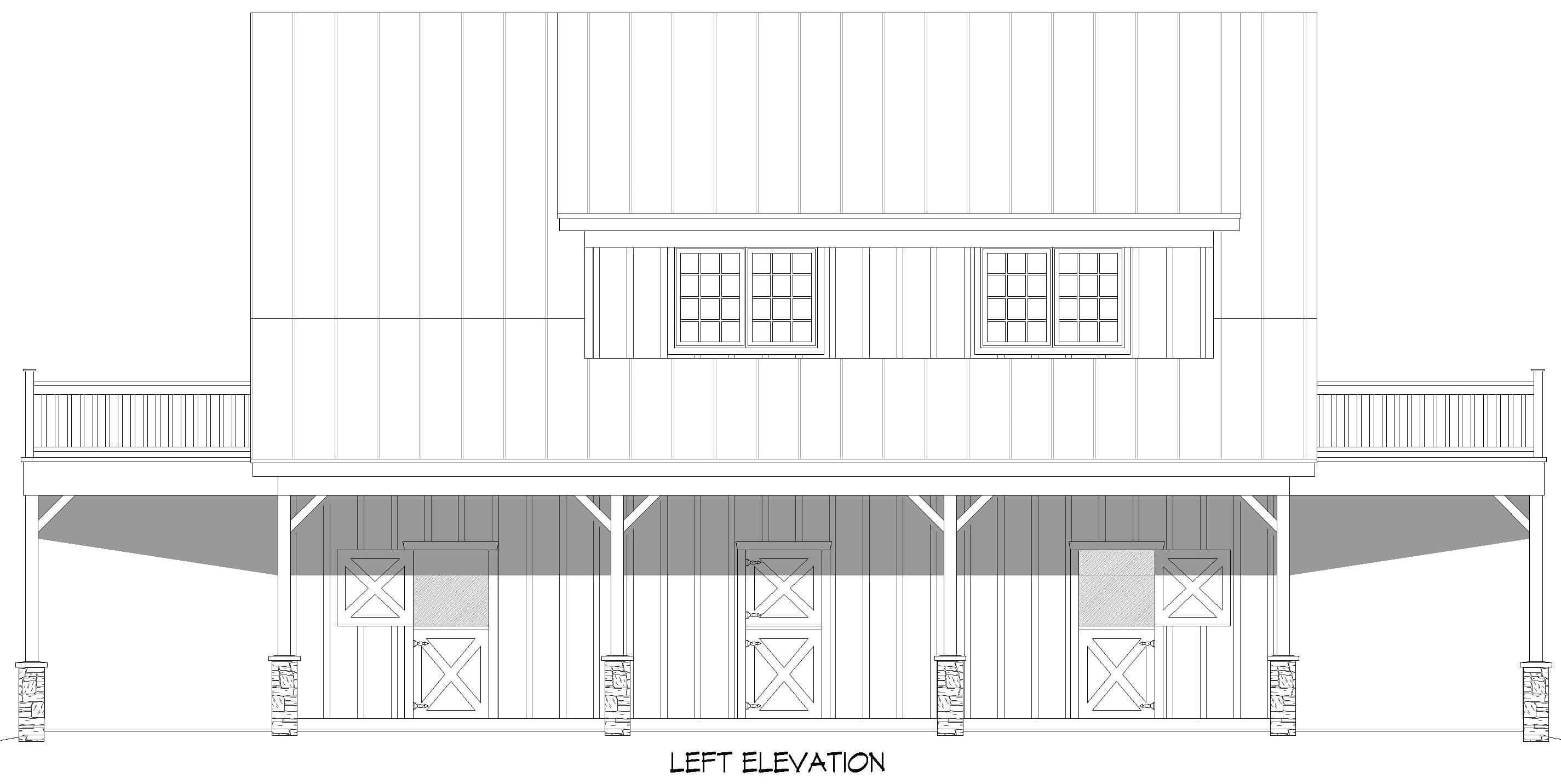 Home Plan Left Elevation of this 1-Bedroom,1323 Sq Ft Plan -196-1857
