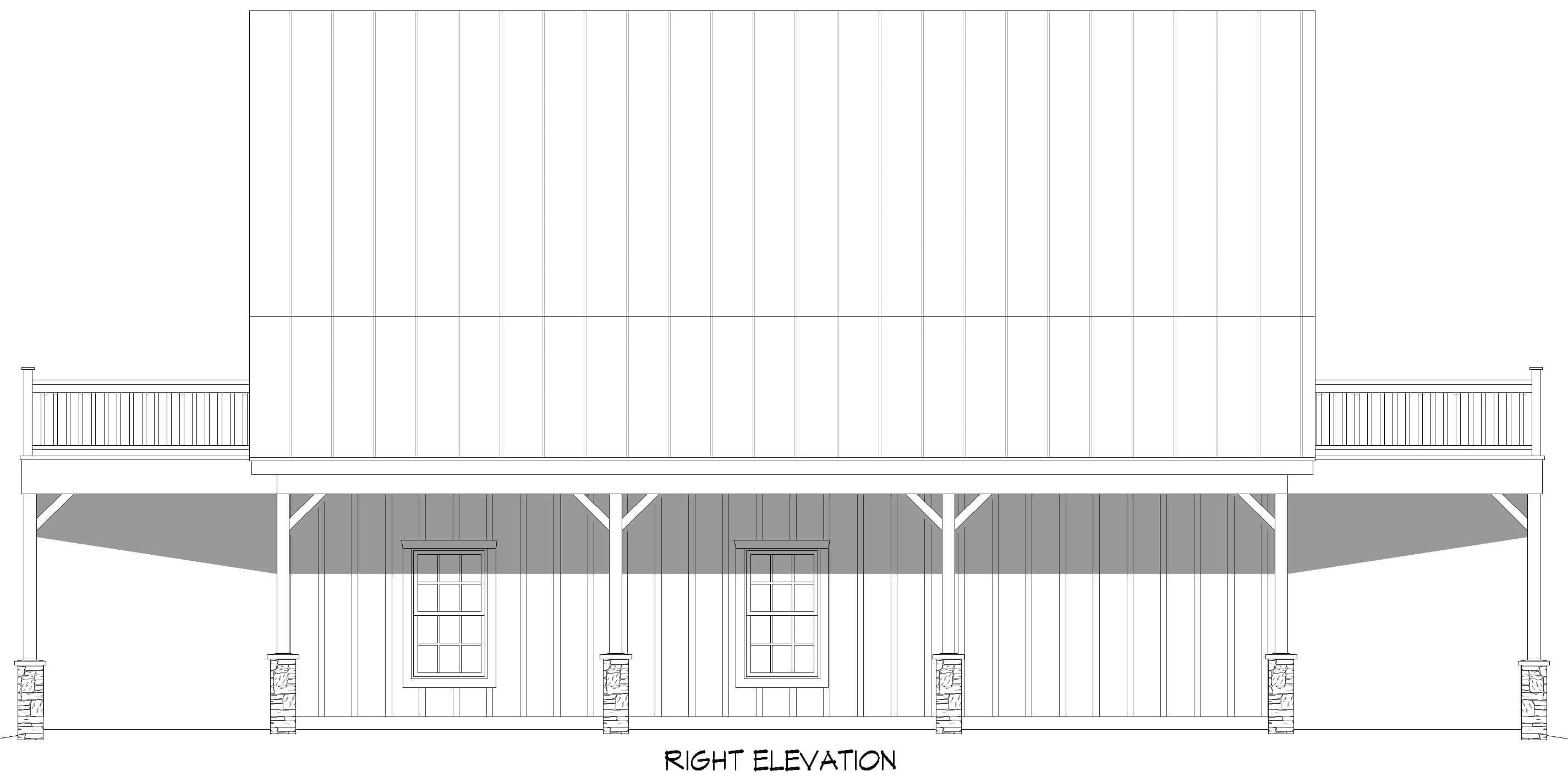 Home Plan Right Elevation of this 1-Bedroom,1323 Sq Ft Plan -196-1857