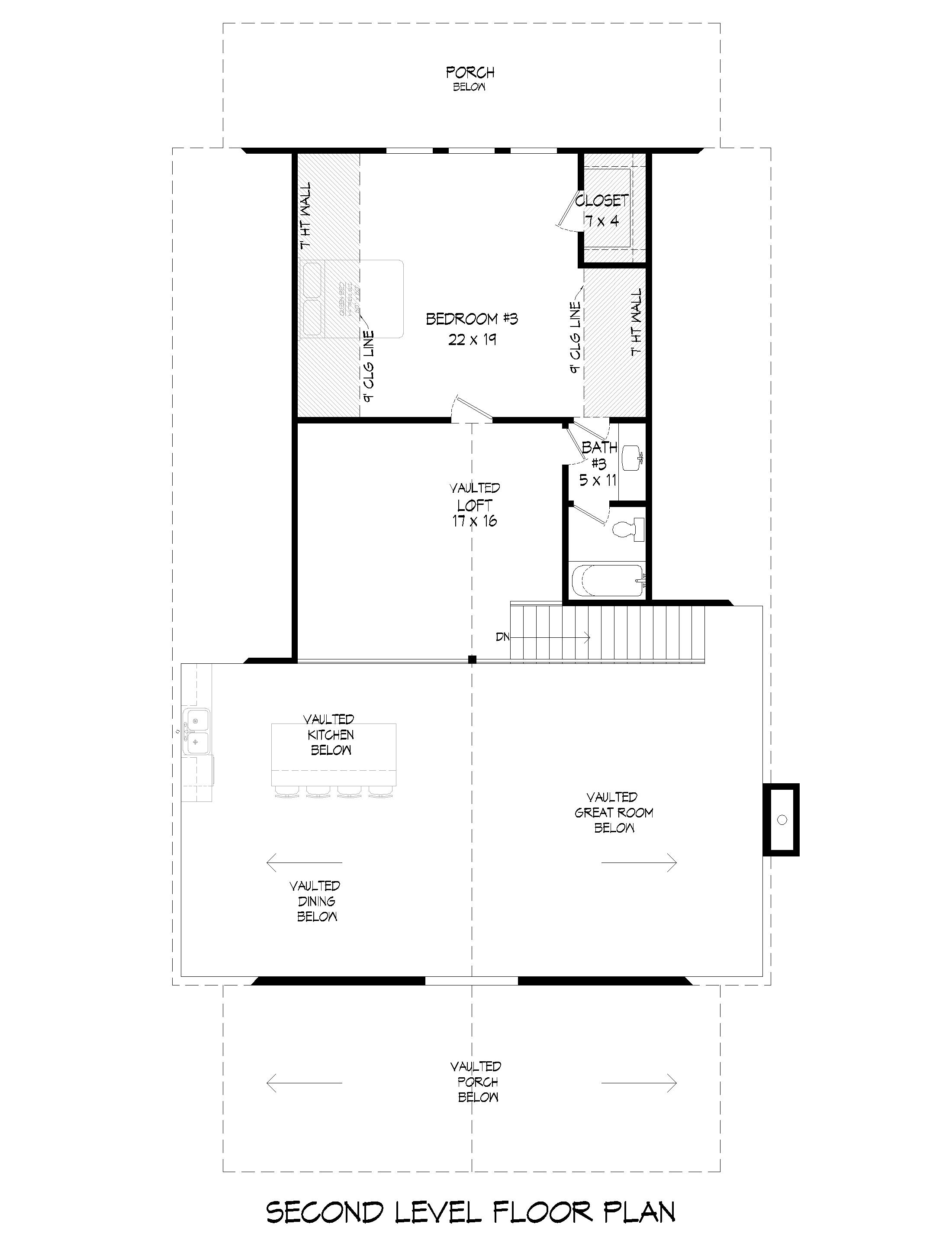 Upper Level of Modern Farmhouse Plan #196-1858