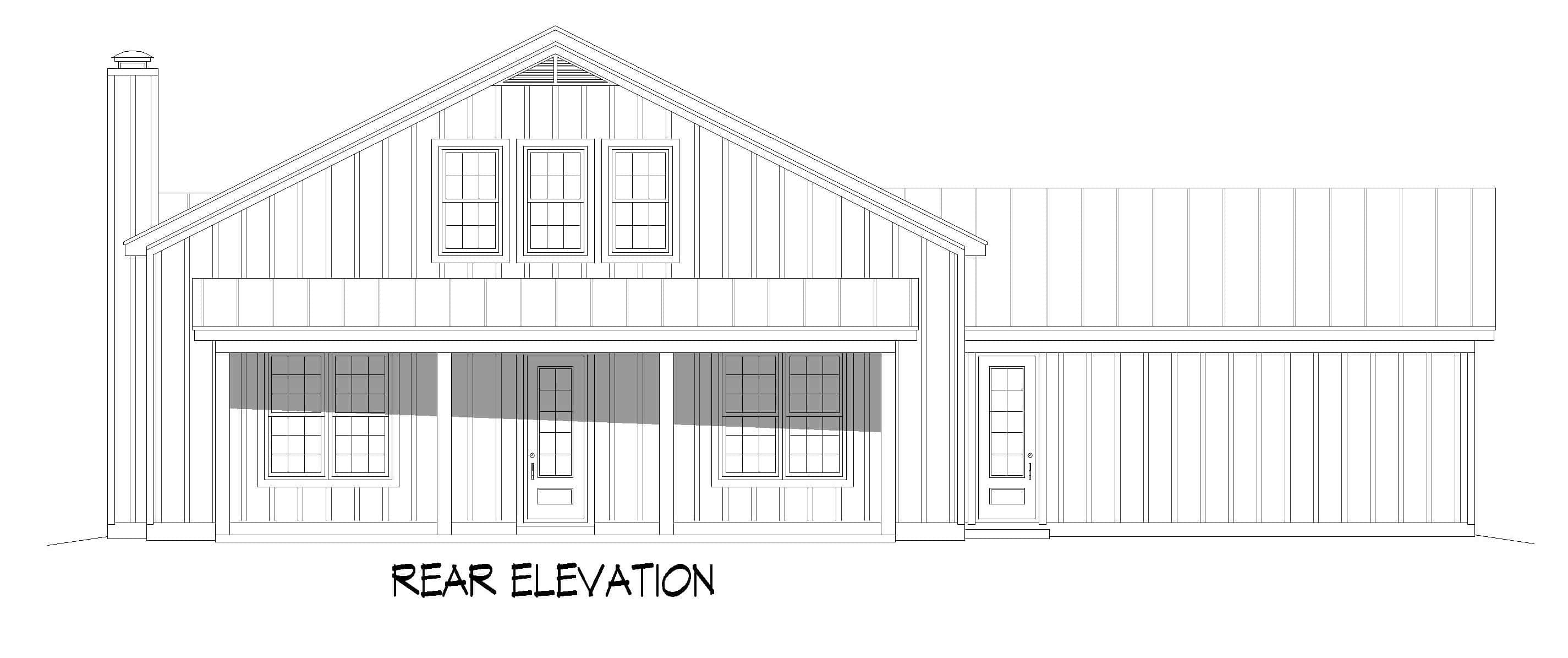 Home Plan Rear Elevation of this 3-Bedroom,2863 Sq Ft Plan -196-1858
