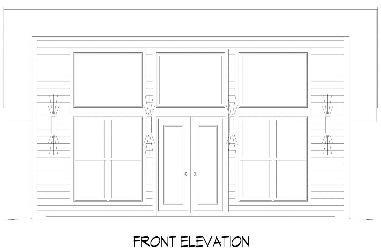 Home Plan Front Elevation of this 1-Bedroom,650 Sq Ft Plan -196-1859