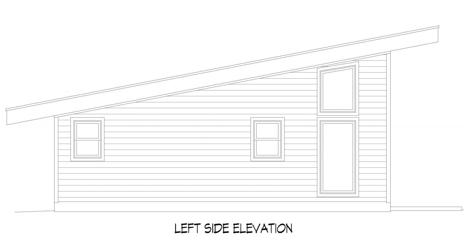 Home Plan Left Elevation of this 1-Bedroom,650 Sq Ft Plan -196-1859