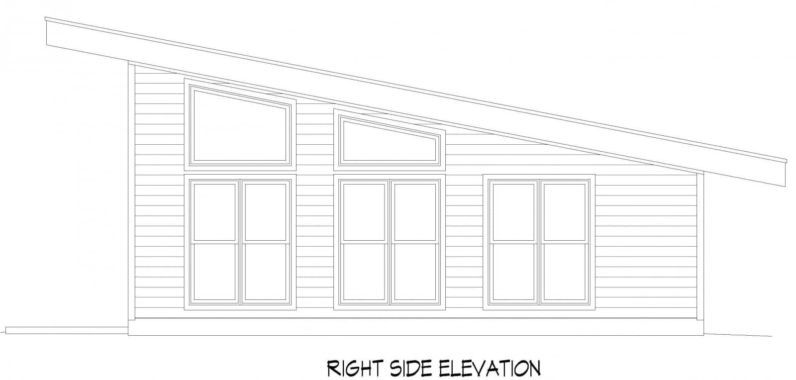 Home Plan Right Elevation of this 1-Bedroom,650 Sq Ft Plan -196-1859