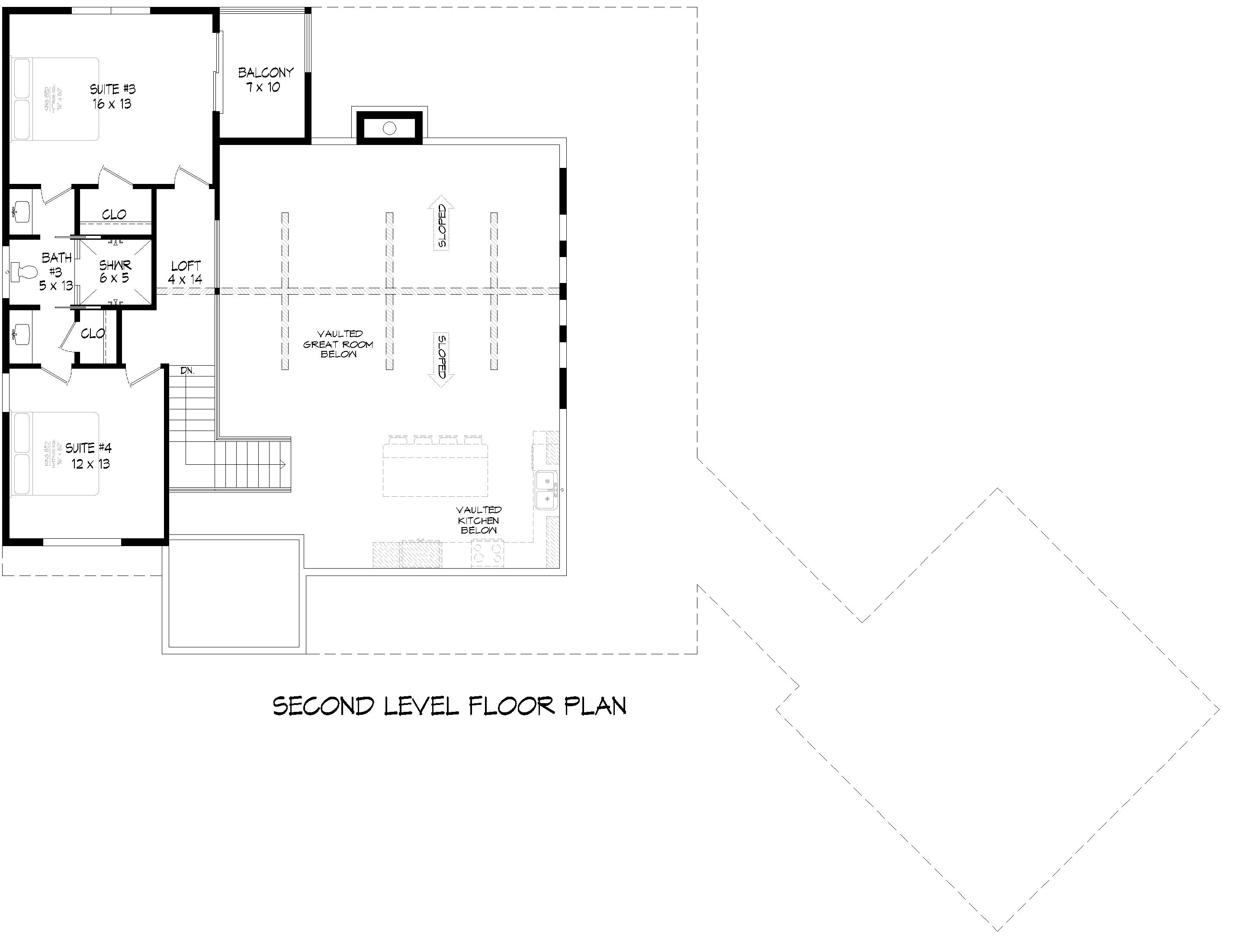 Upper Level of Craftsman Plan #196-1860