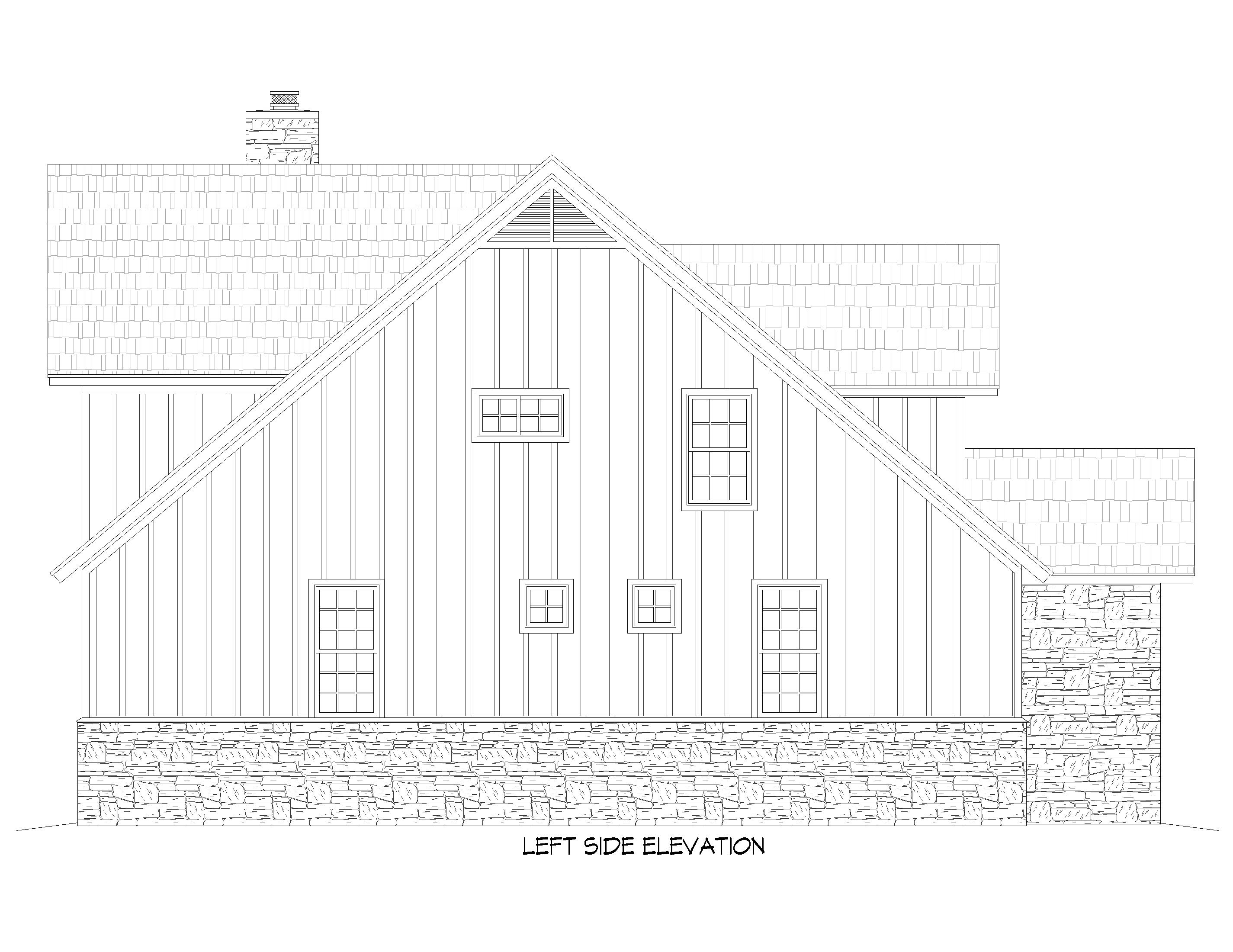 Home Plan Left Elevation of this 4-Bedroom,2334 Sq Ft Plan -196-1860