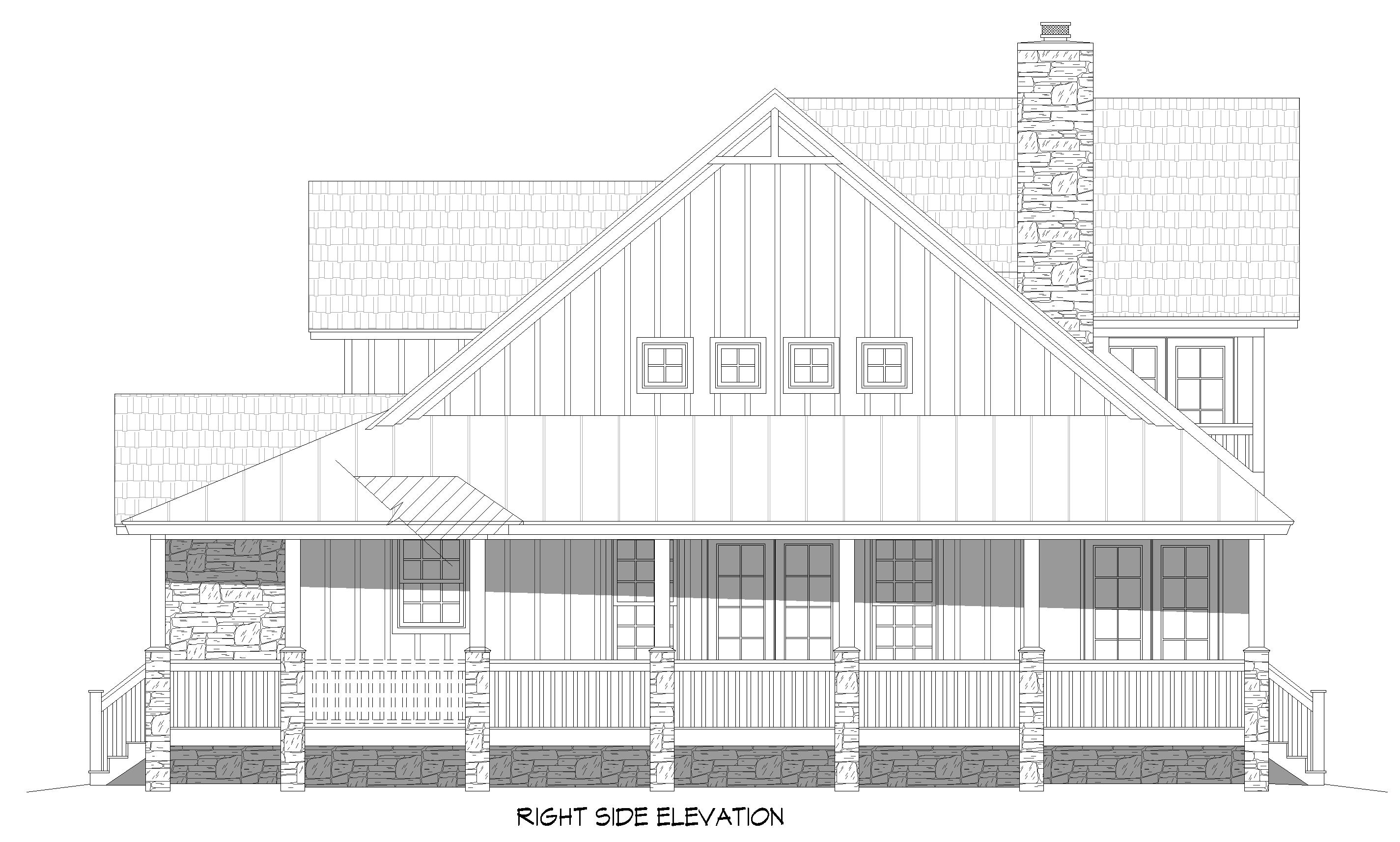 Home Plan Right Elevation of this 4-Bedroom,2334 Sq Ft Plan -196-1860