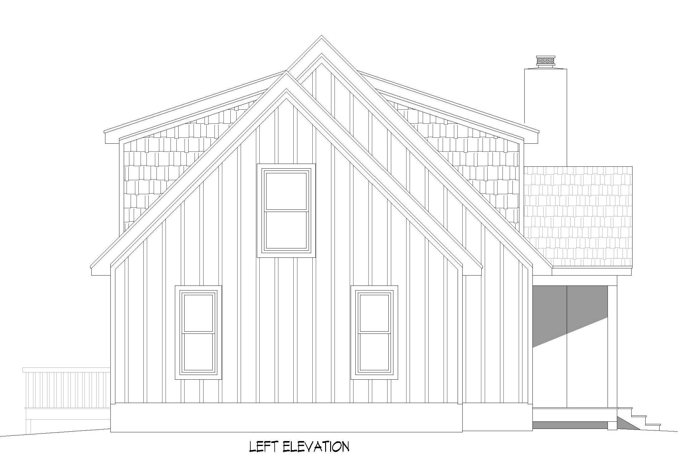 Home Plan Left Elevation of this 3-Bedroom,2124 Sq Ft Plan -196-1861