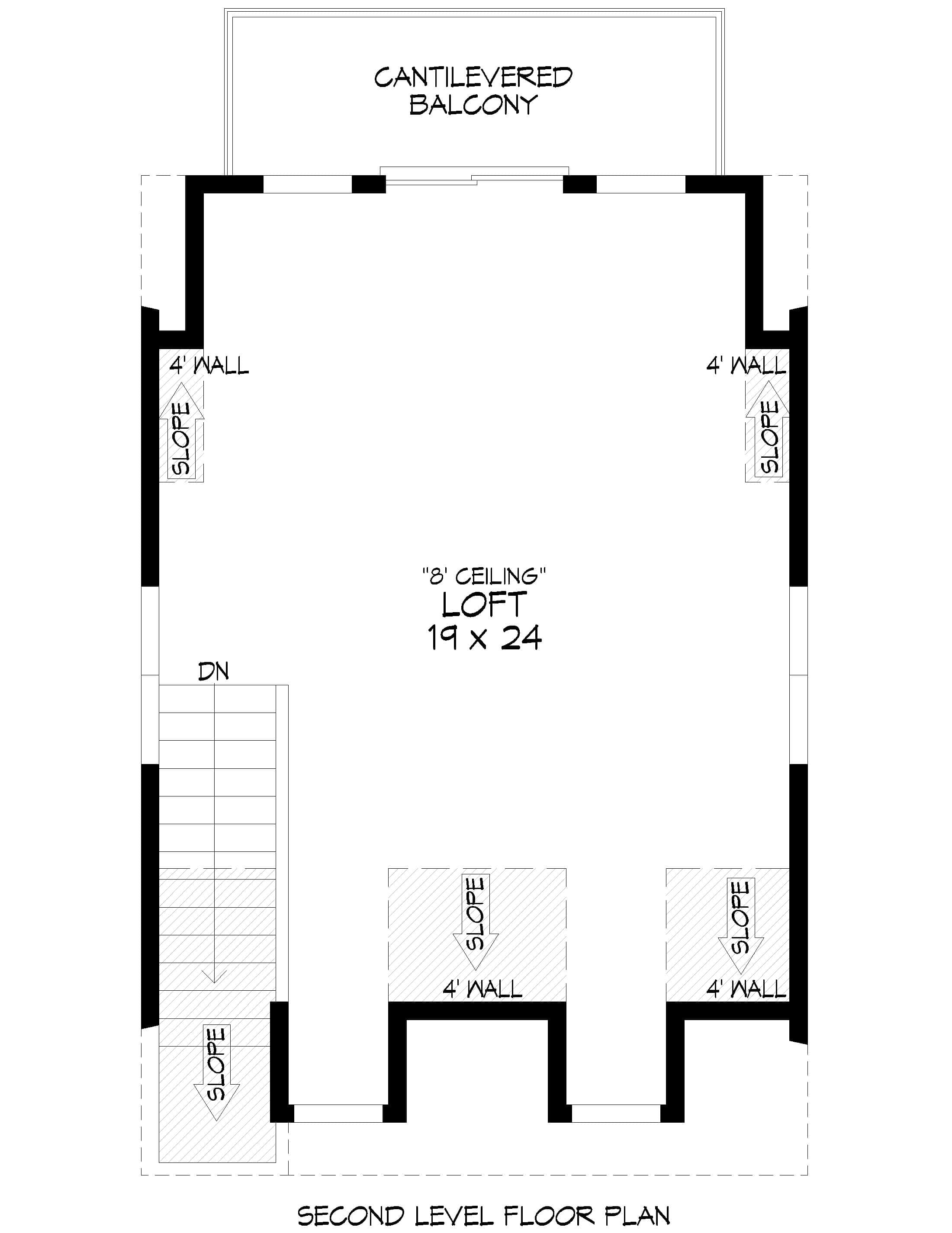 Upper Level of Garage w/Apartments Plan #196-1864