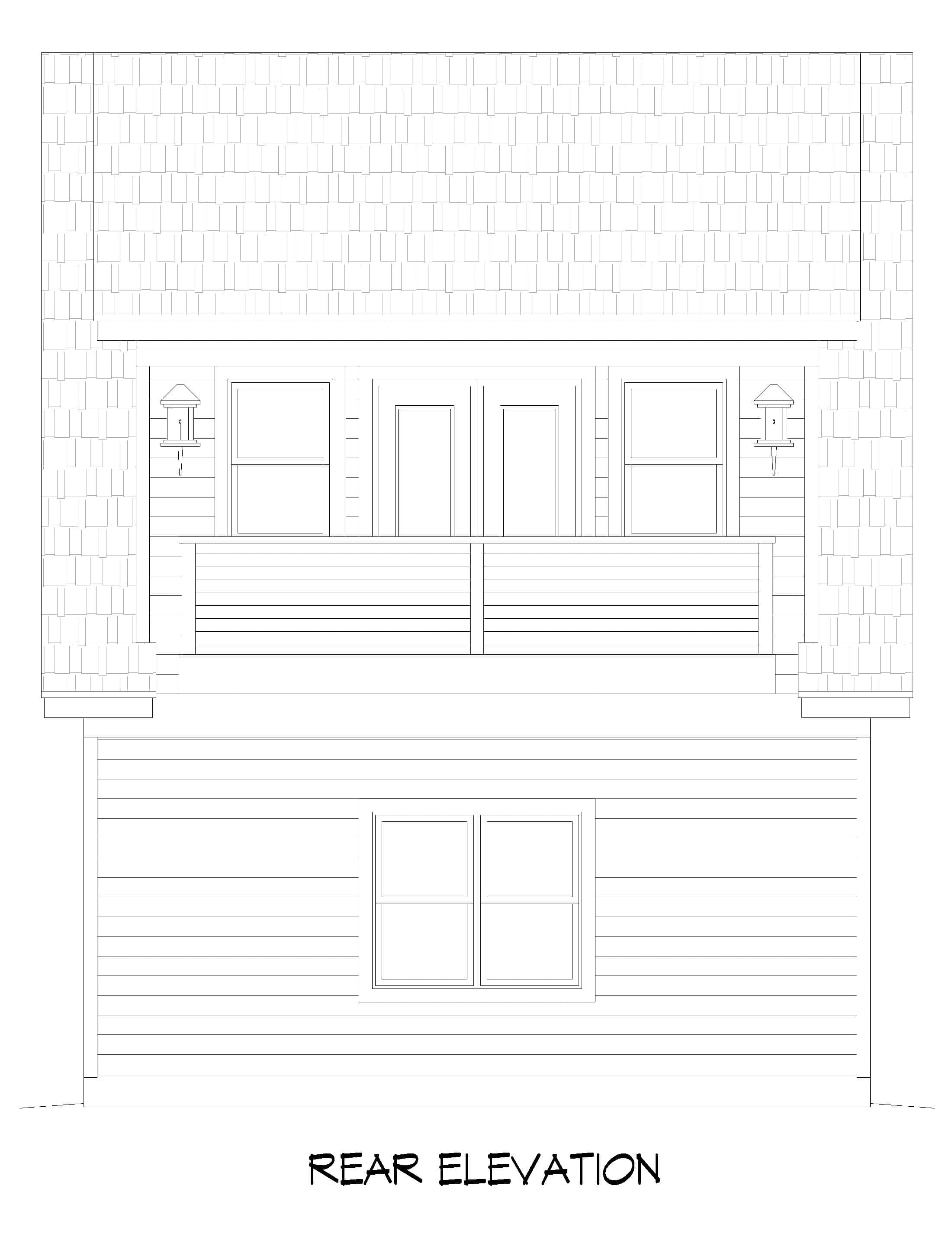 Home Plan Rear Elevation of this 0-Bedroom,1205 Sq Ft Plan -196-1864
