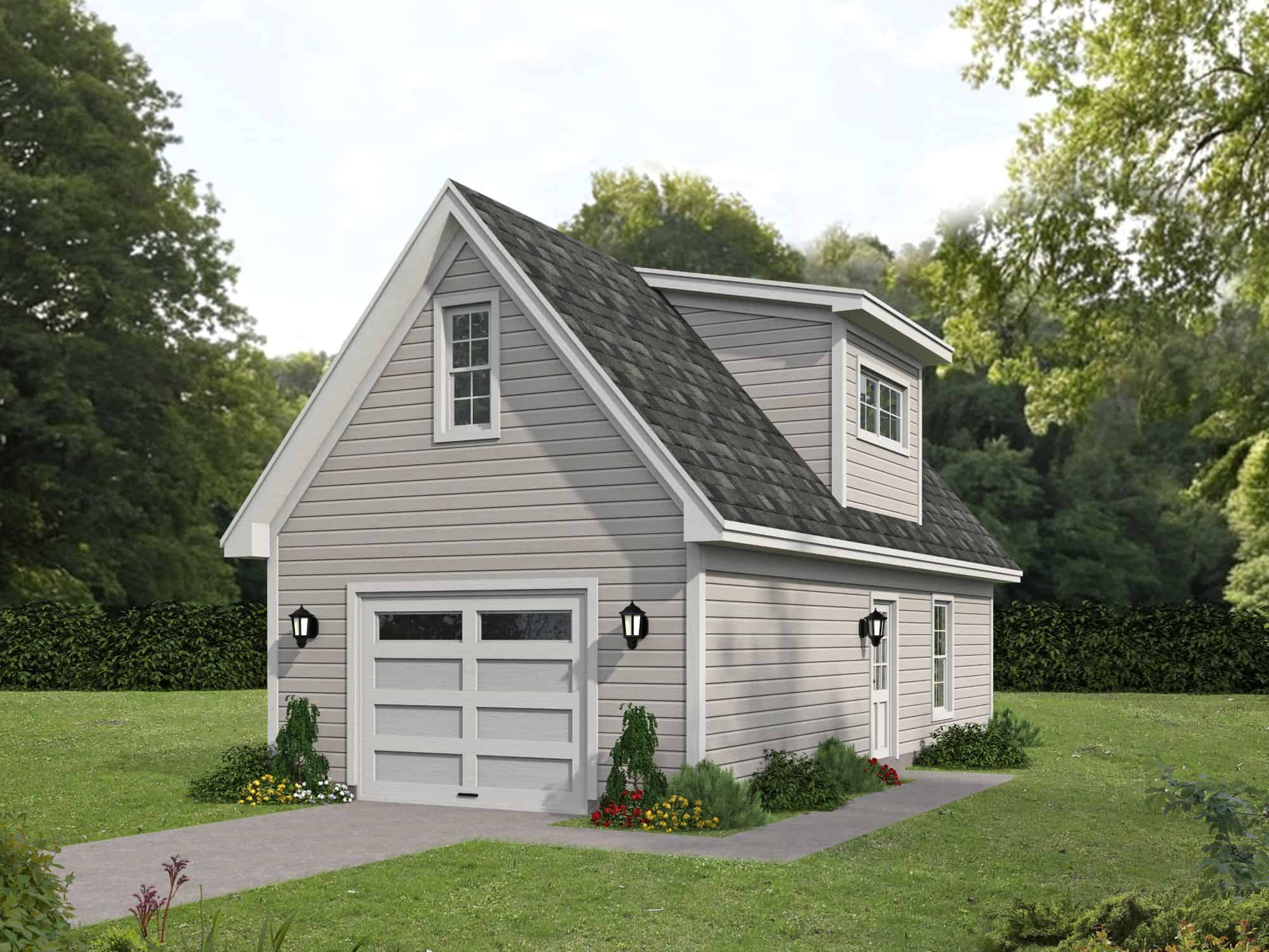 Front elevation of Garage w/Apartments home (ThePlanCollection: House Plan #196-1865)